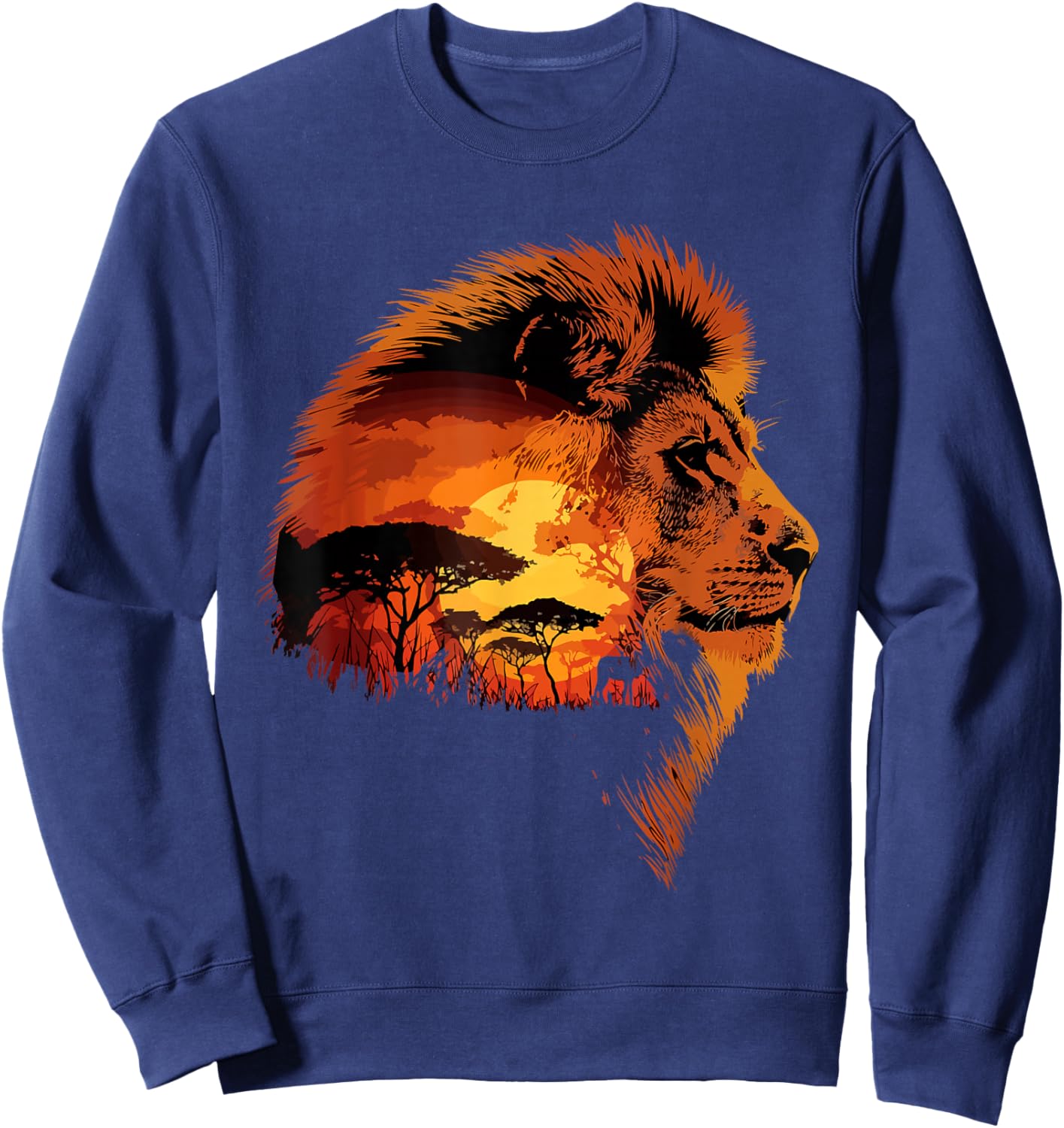 Africa Nature & Safari Savannah Landscape Lion Sweatshirt - Sweatshirt | Navy