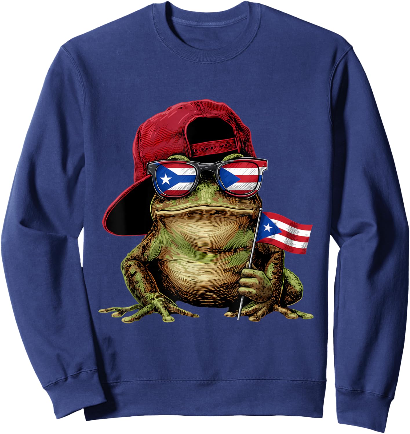 Coqui Frog Puerto Rico Flag Puerto Rican Taino Boricua Sweatshirt - Sweatshirt | Navy