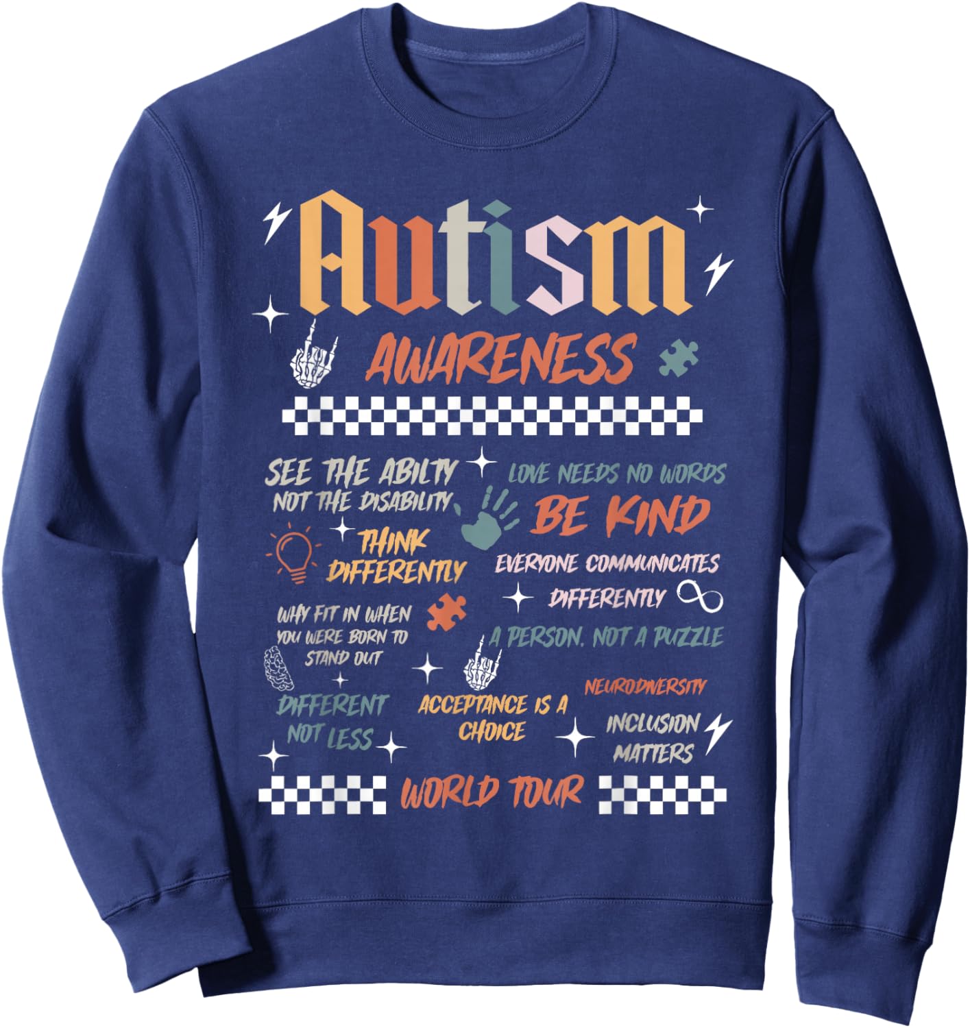 Autism Awareness World Tour Be Kind Acceptance is A Choice Sweatshirt - Sweatshirt | Navy