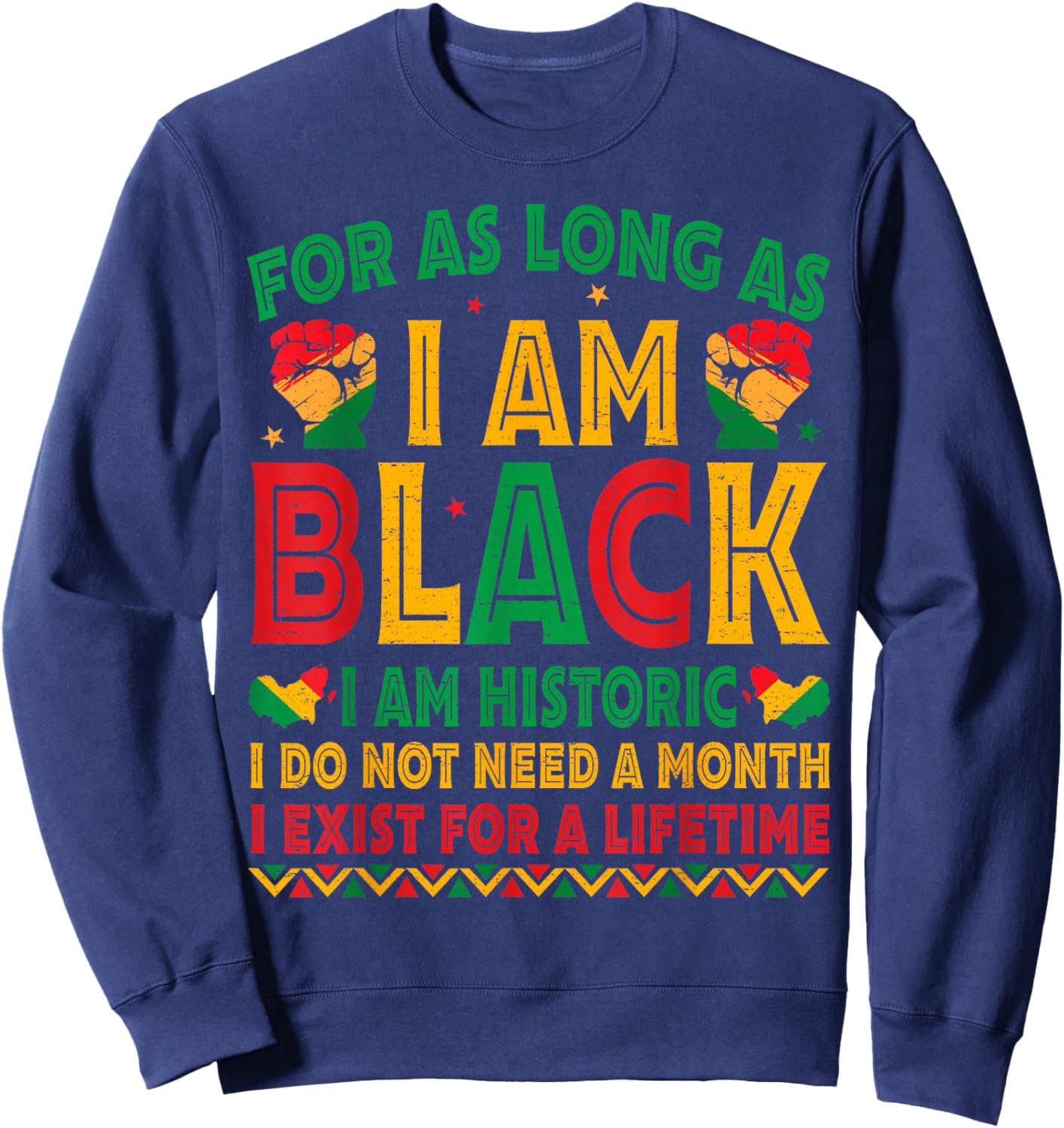 for As Long As I Am Black I Am Historic Black History Month Sweatshirt - Sweatshirt | Navy