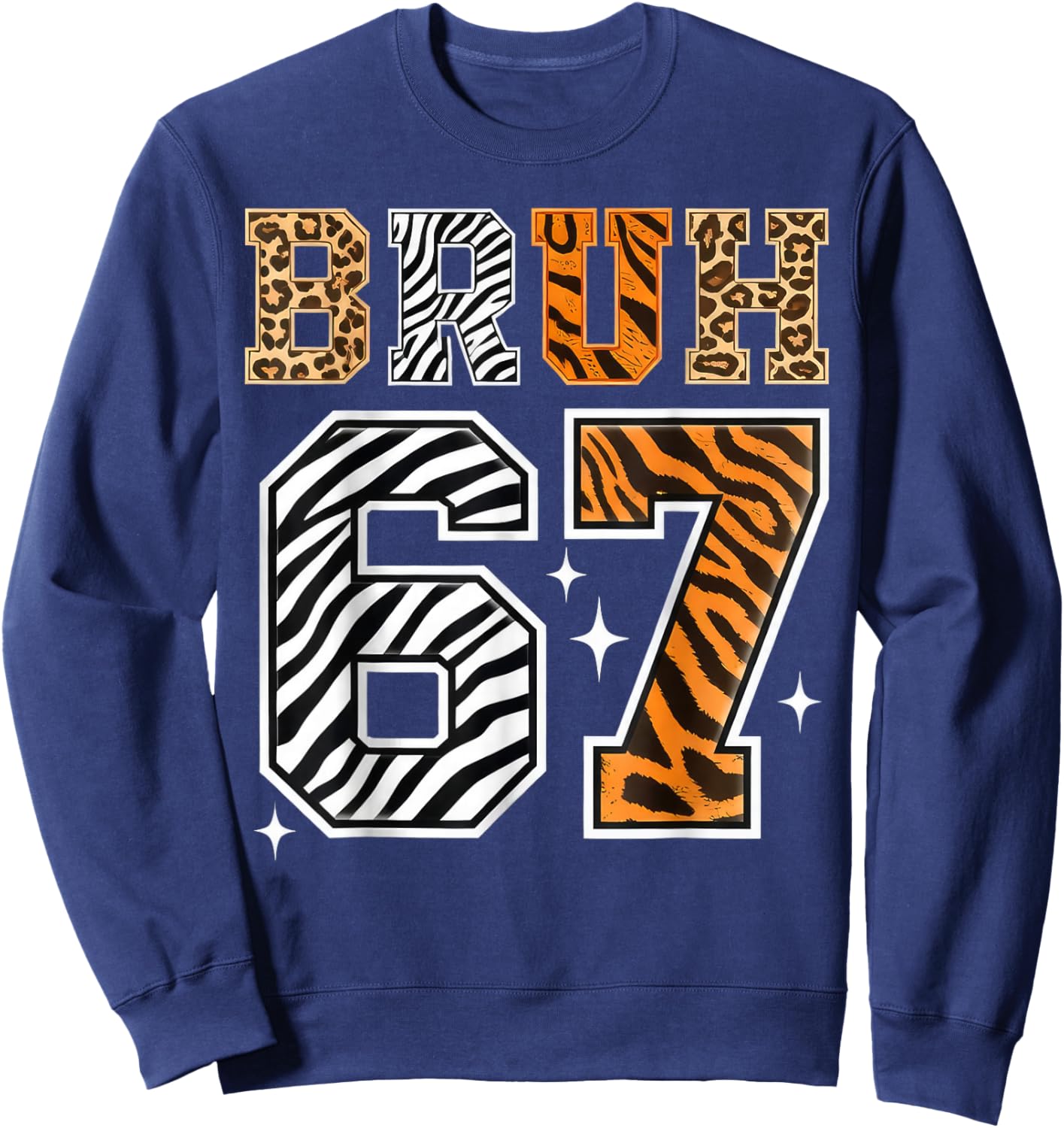 Bruh 67 Meme Safari Animals Wildlife Zookeeper Boy Kids Sweatshirt - Sweatshirt | Navy