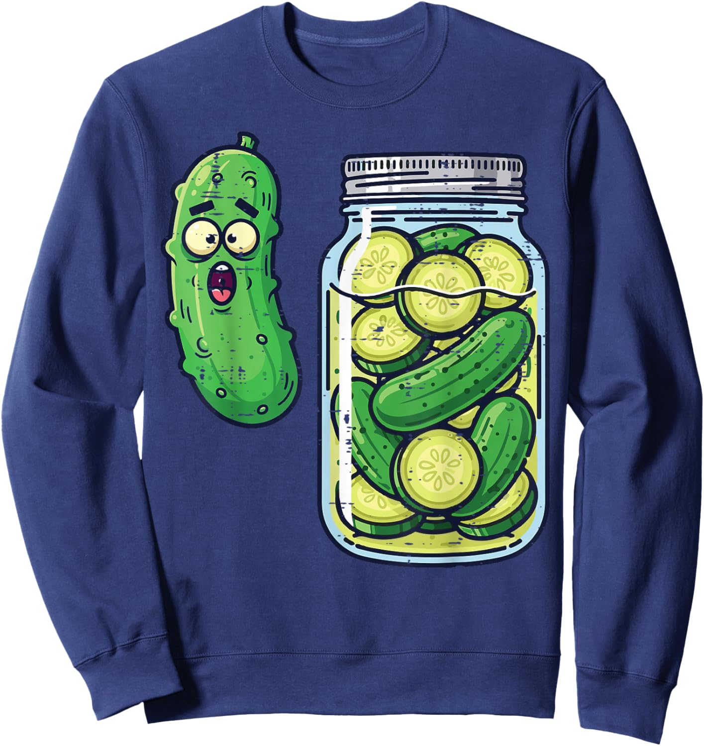Shocked Pickle Jar Funny Meme Food Humor Men Women Kids Sweatshirt - Sweatshirt | Navy