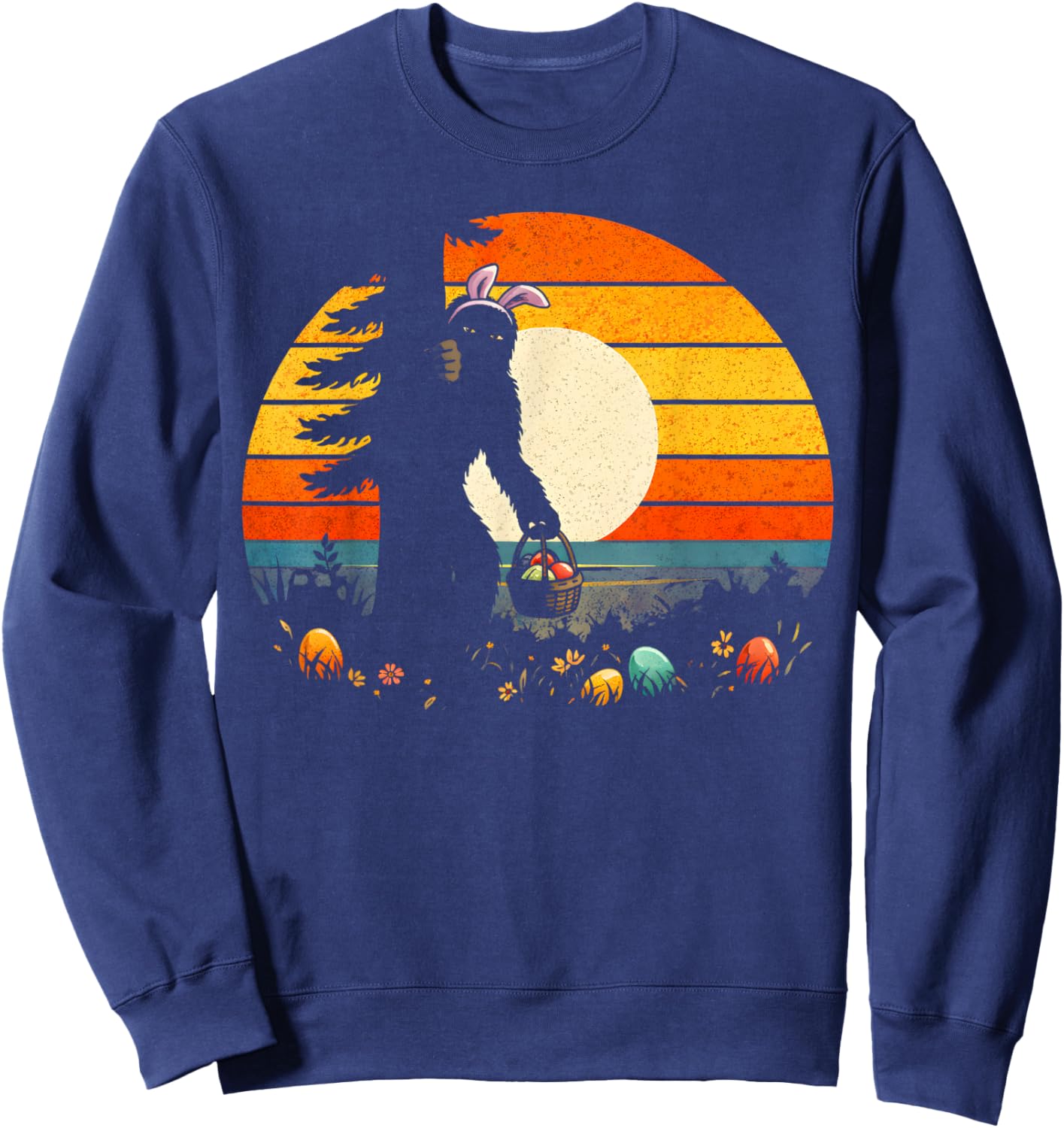 Funny Bigfoot Bunny Easter Egg Sasquatch Easter Day Sweatshirt - Sweatshirt | Navy