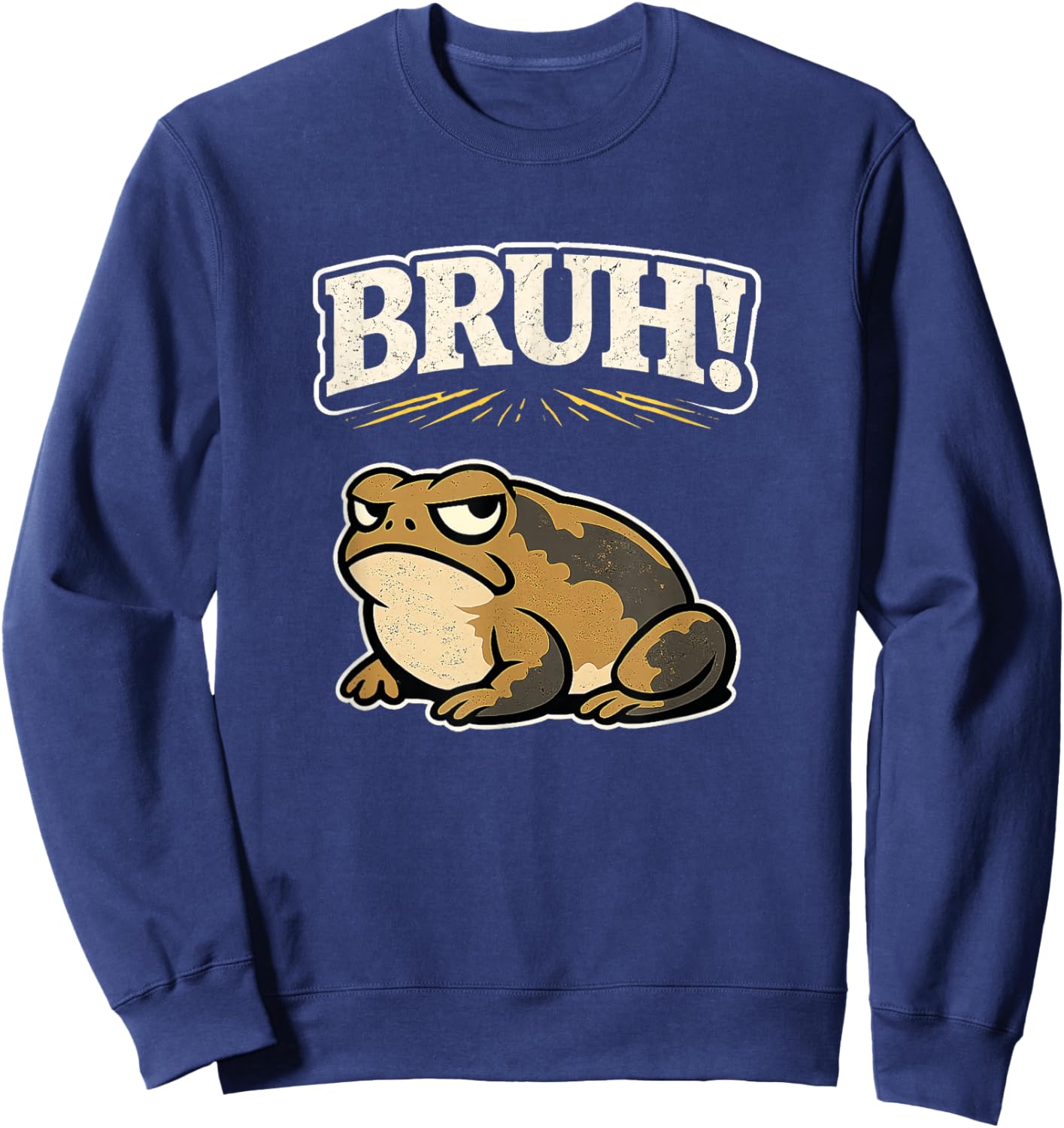 Bruh Grumpy Toad Graphic | Funny Angry Animal Humor Sweatshirt - Sweatshirt | Navy
