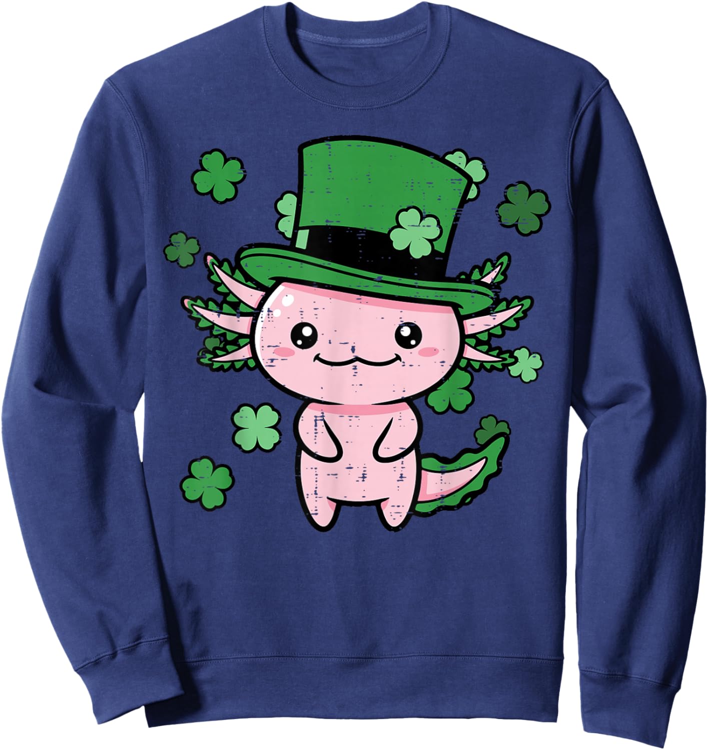 St Patricks Day Axolotl Top Hat Saint Paddys Kids Women Men Sweatshirt - Sweatshirt | Navy