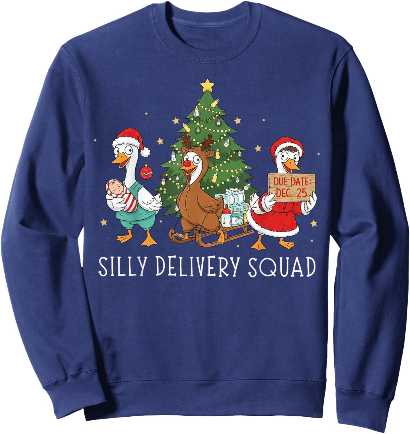 Labor and Delivery Nurse Silly Goose Christmas L&D Squad Sweatshirt - Sweatshirt | Navy