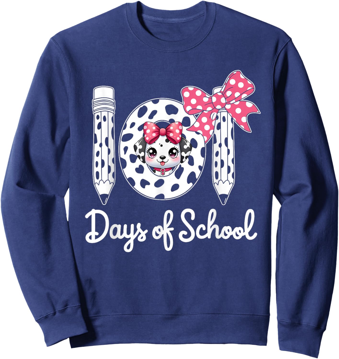 Happy 101 Days School Cute Dog 100 Days Smarter Student Kids Sweatshirt - Sweatshirt | Navy