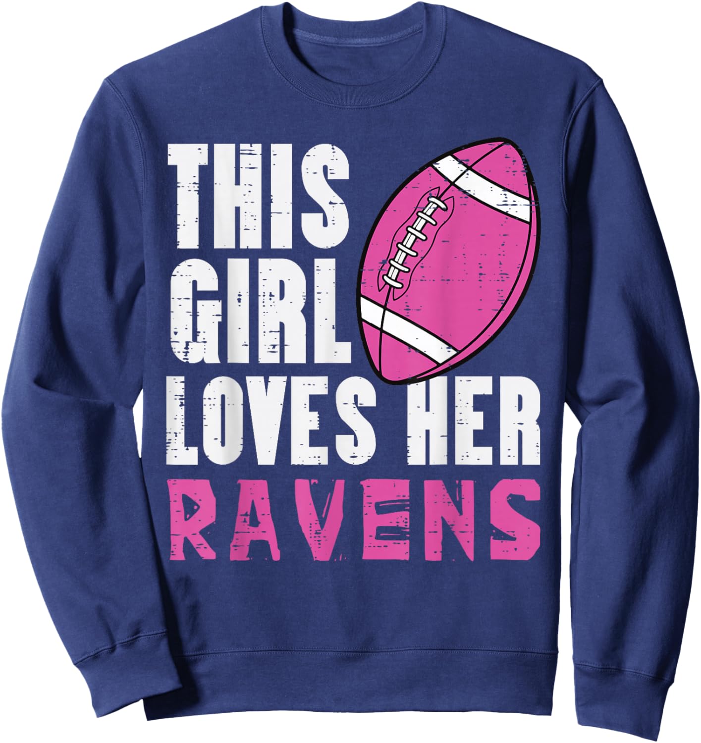 This Girl Loves Her Raven Women Kids Girls Youth Teen Sweatshirt - Sweatshirt | Navy