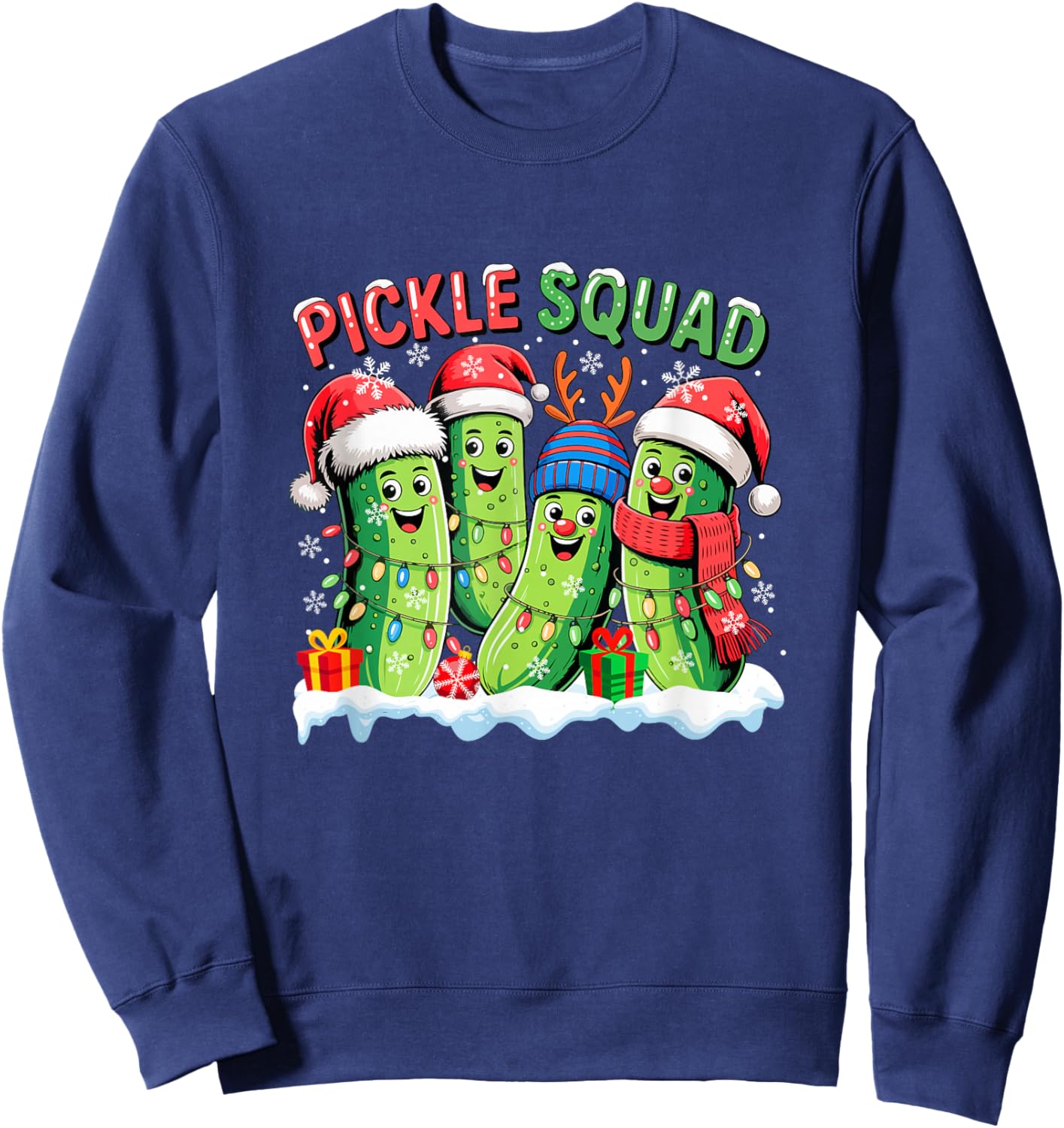 Pickle Christmas Squad Group Santa Reindeer Pickles Vegan Sweatshirt - Sweatshirt | Navy