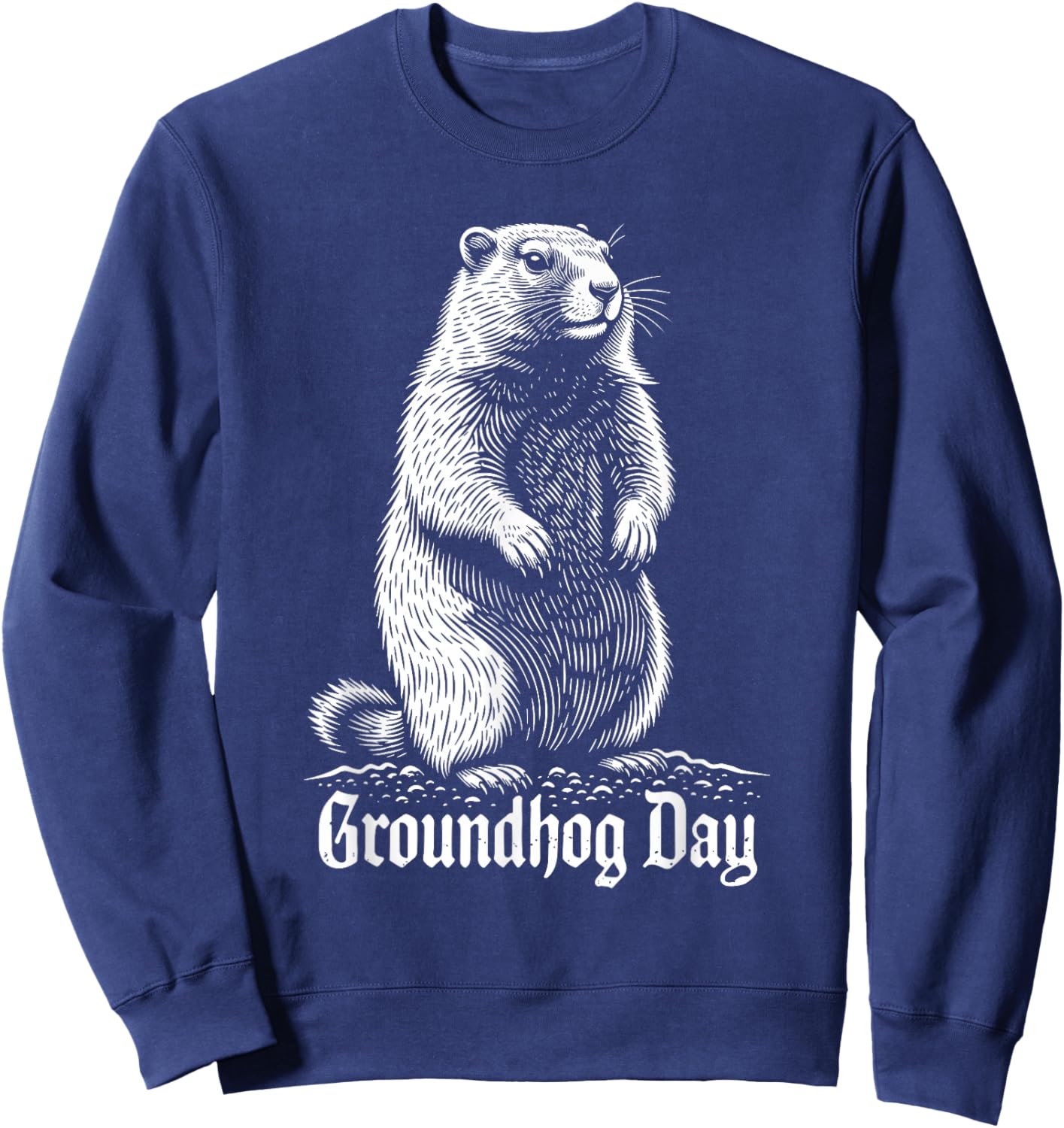 Punxy Phil's Groundhog Day Costume February 2nd Holiday Sweatshirt - Sweatshirt | Navy