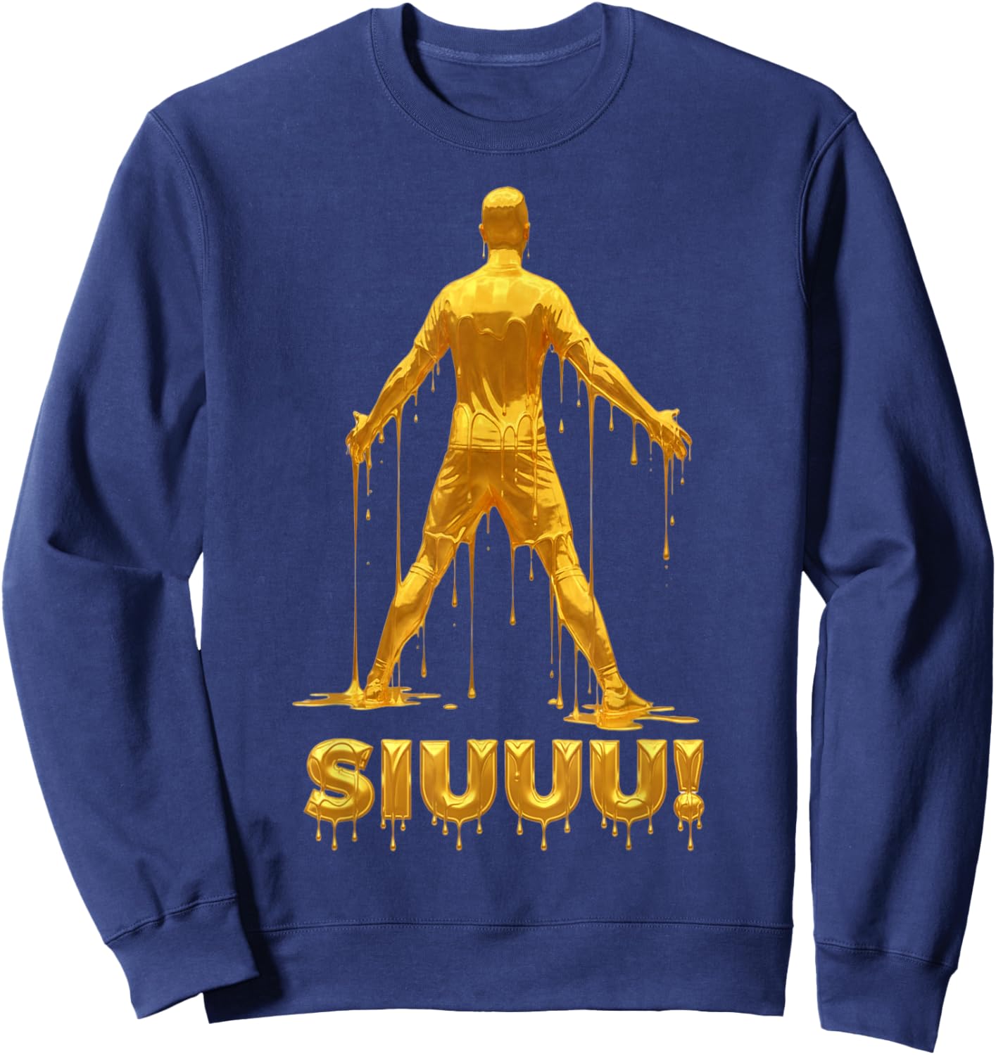 Siuu Funny Soccer Football Kids Boys Gold-Drip Soccer Player Sweatshirt - Sweatshirt | Navy