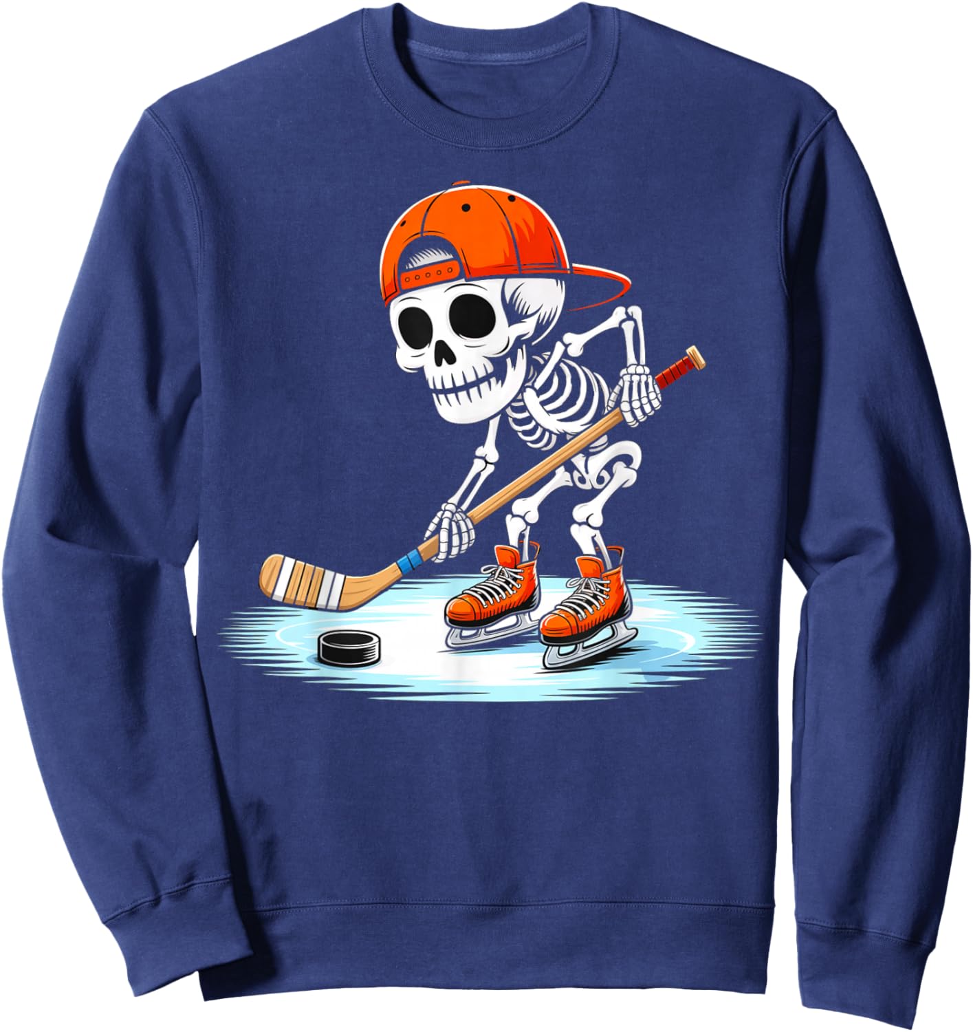 Skeleton Ice Hockey Halloween Costume Gift Boys Kids Sweatshirt - Sweatshirt | Navy