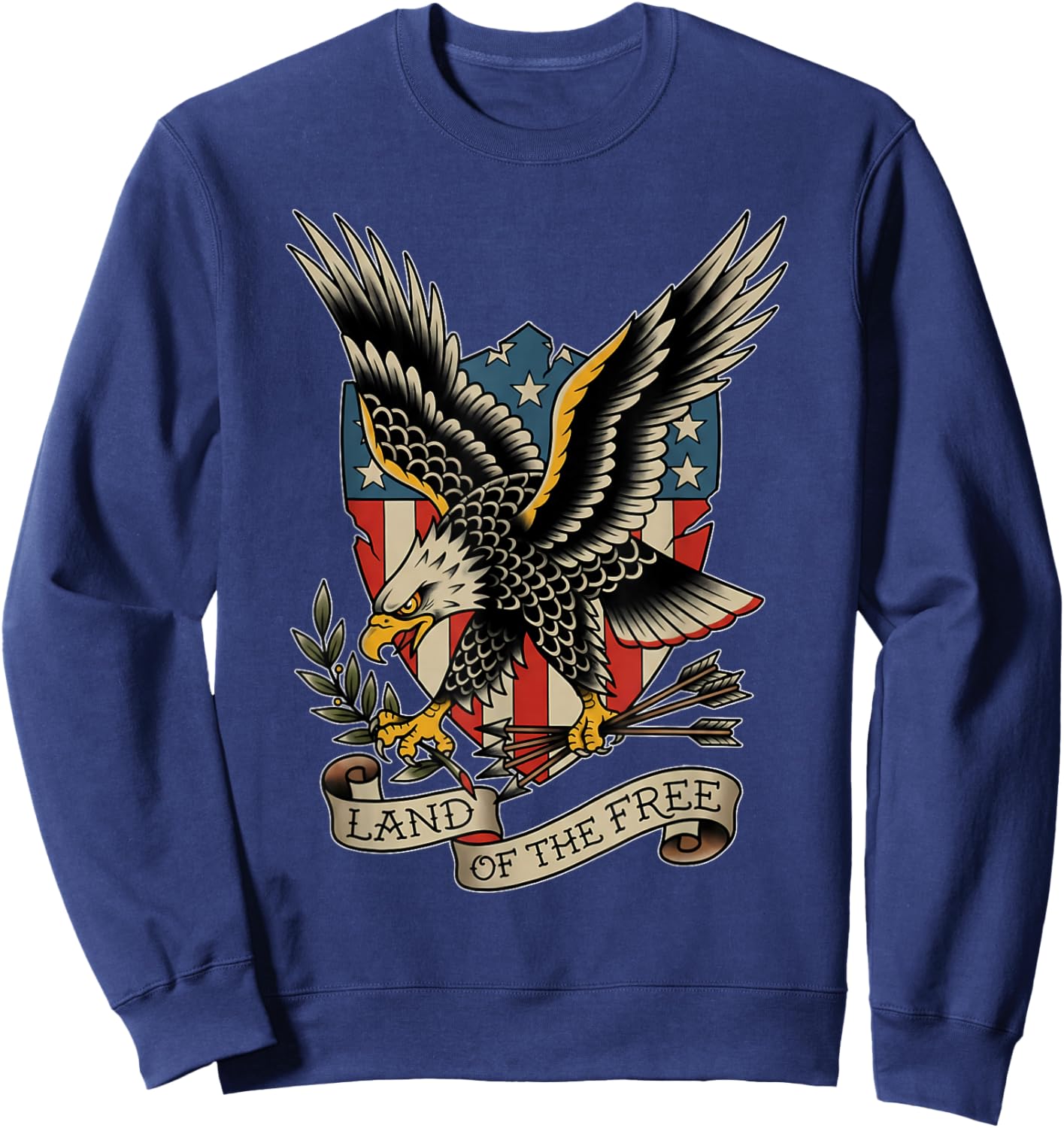 American Bald Eagle Land of The Free Tattoo Flash Sweatshirt - Sweatshirt | Navy