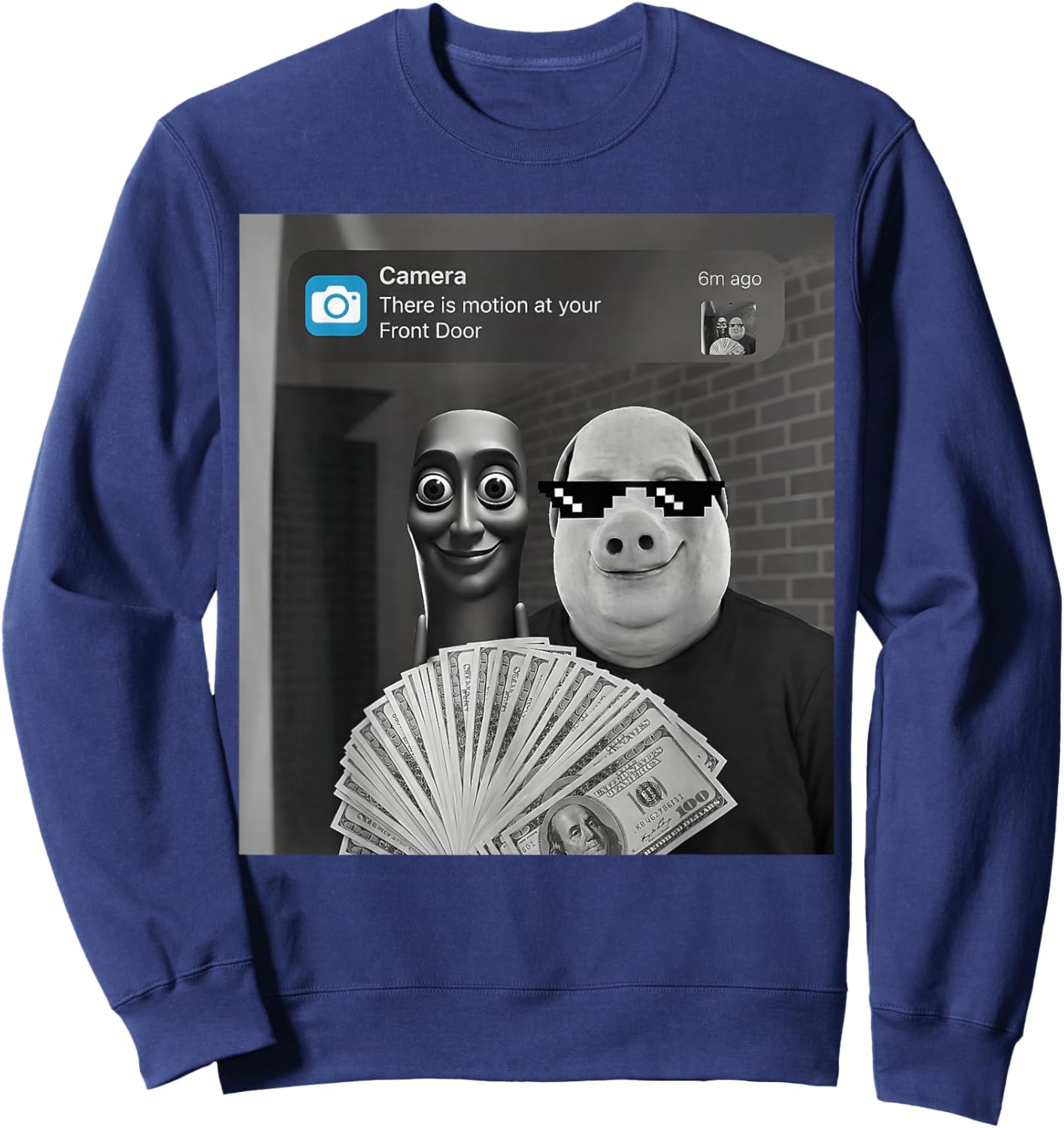 Tung Tung Tung Sahur John Pork Meme Brainrot Gifts for Kids Sweatshirt - Sweatshirt | Navy