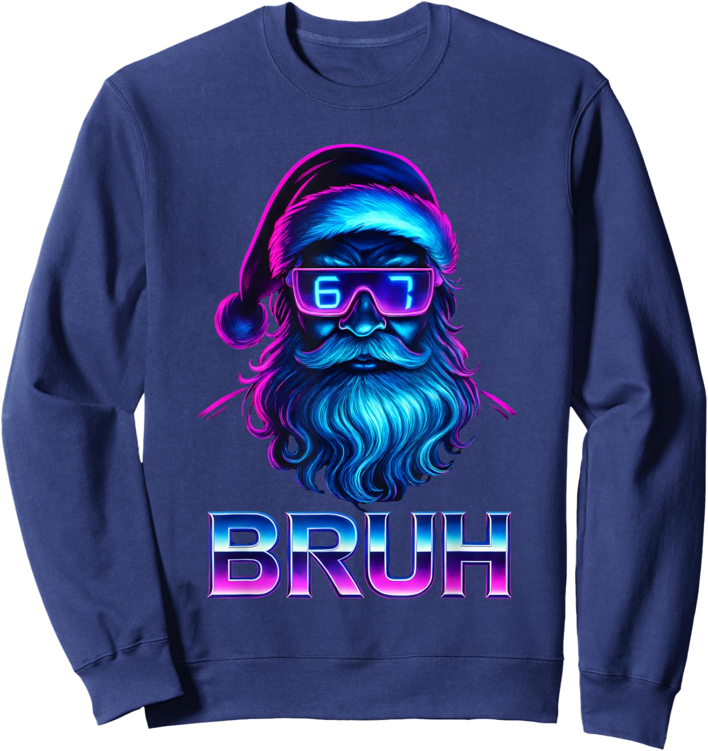 67 Meme Christmas Santa Bruh Brainrot 6 7 Six Seven Teen Boy Sweatshirt - Sweatshirt | Navy
