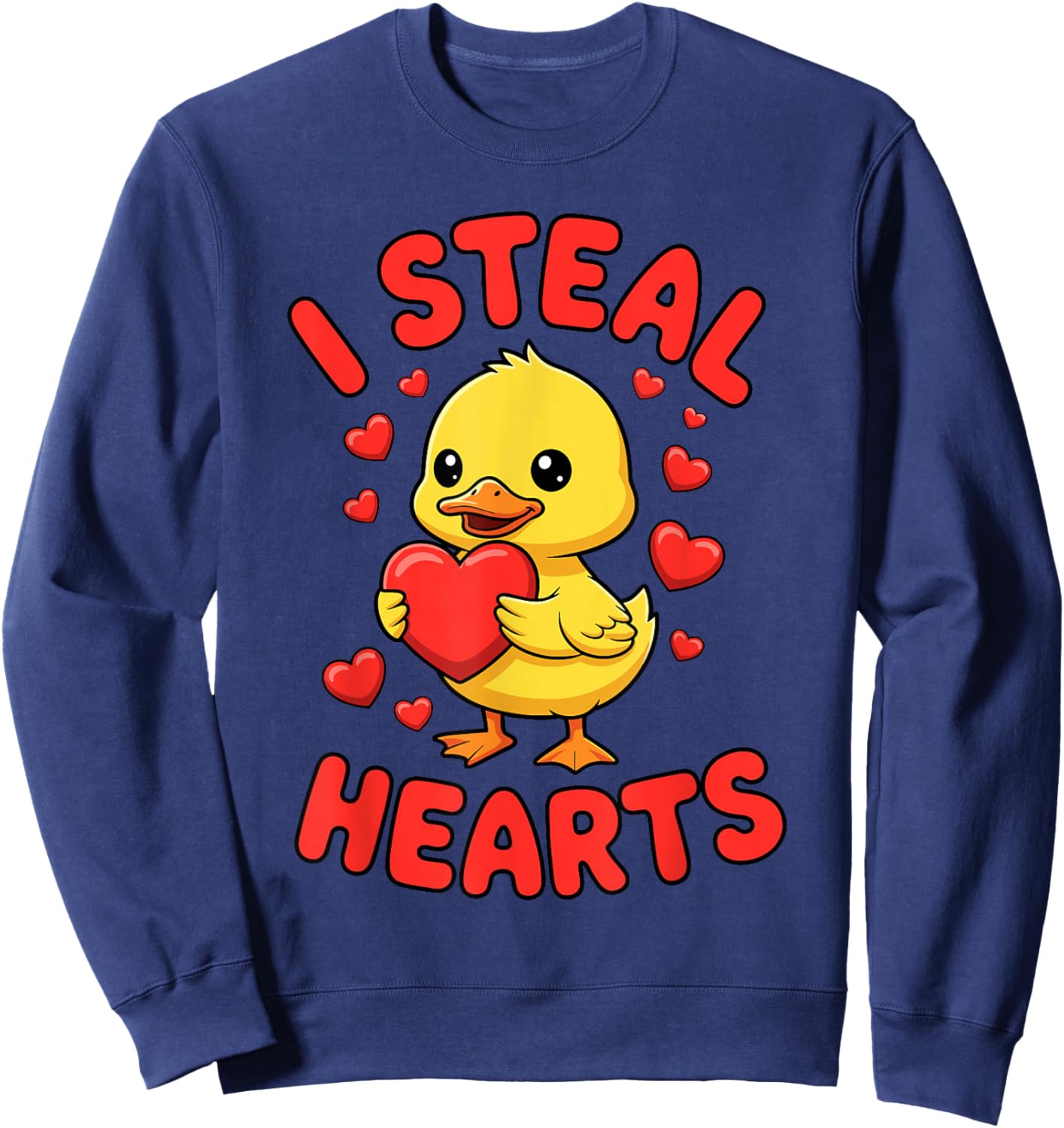 I Steal Hearts Duck Valentine's Day Cute Love Sweatshirt - Sweatshirt | Navy