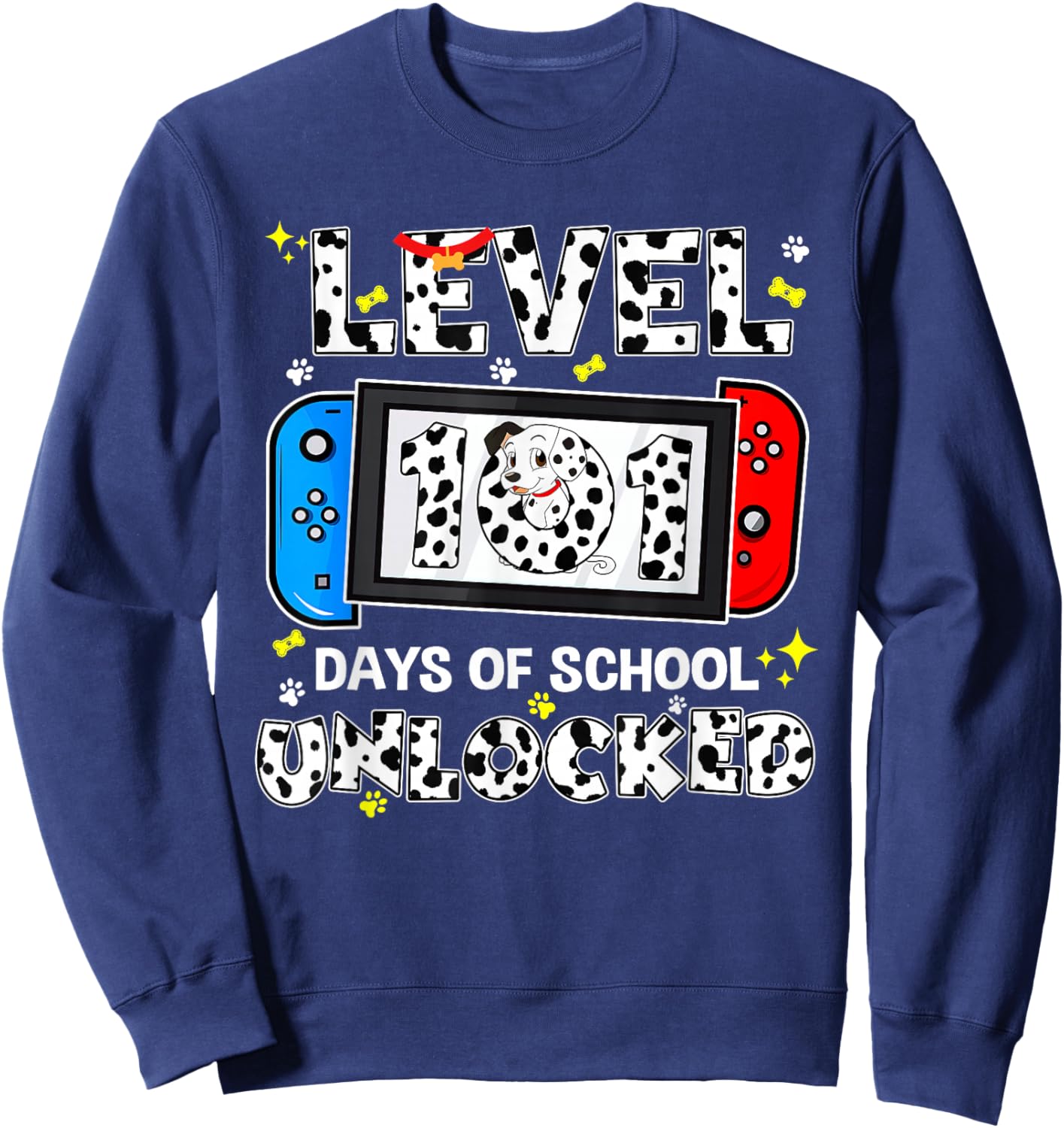 Level Unlocked 100 Days of School 101 Days Game Controller Sweatshirt - Sweatshirt | Navy