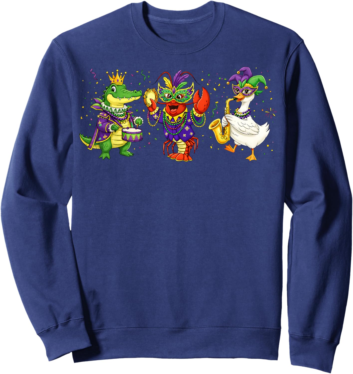 ABC Alligator Brown Crawfish Louisiana Mardi Gras Party Sweatshirt - Sweatshirt | Navy