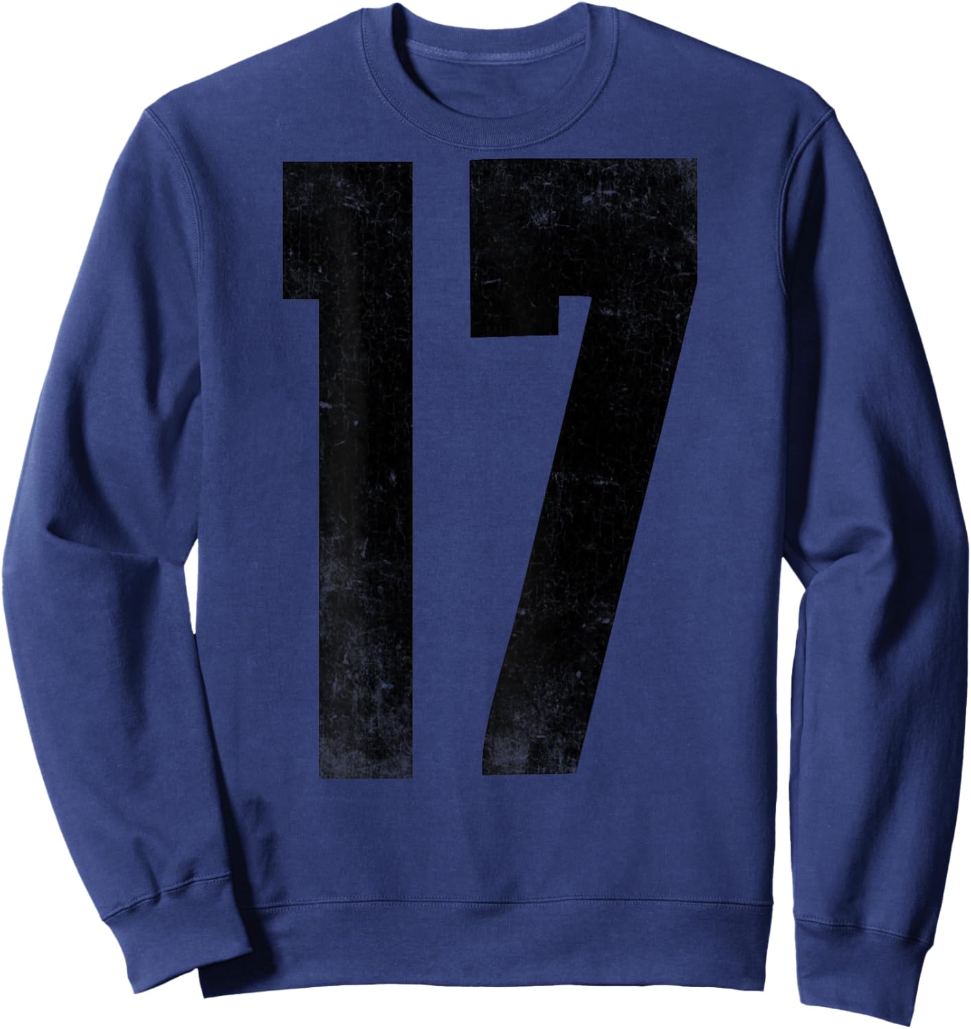 Number 17 Print On Back of Shirt Number #17 Numbered Sweatshirt - Sweatshirt | Navy