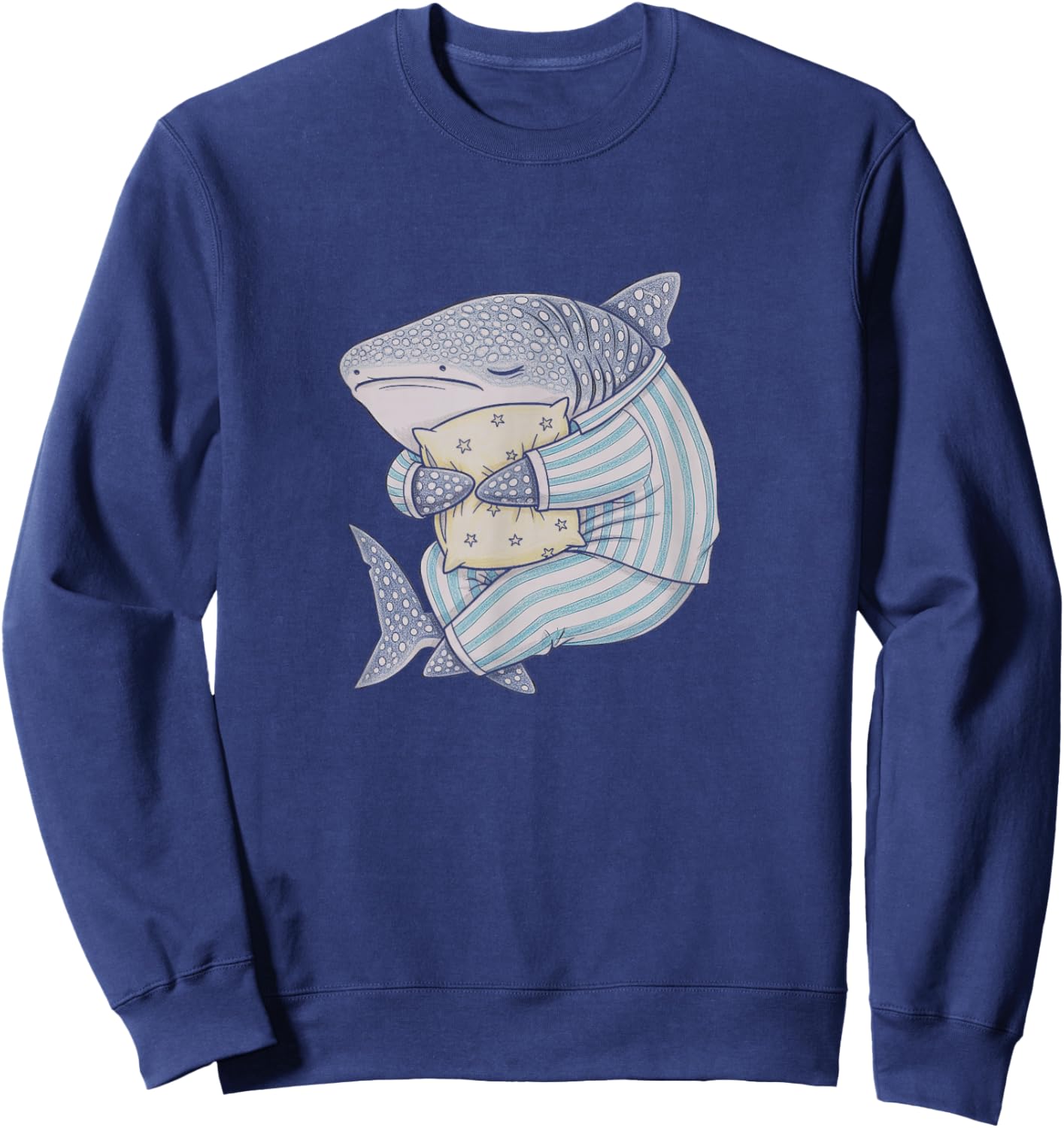 Sleeping Pajama Whale Shark Drawing Art Design Sweatshirt - Sweatshirt | Navy