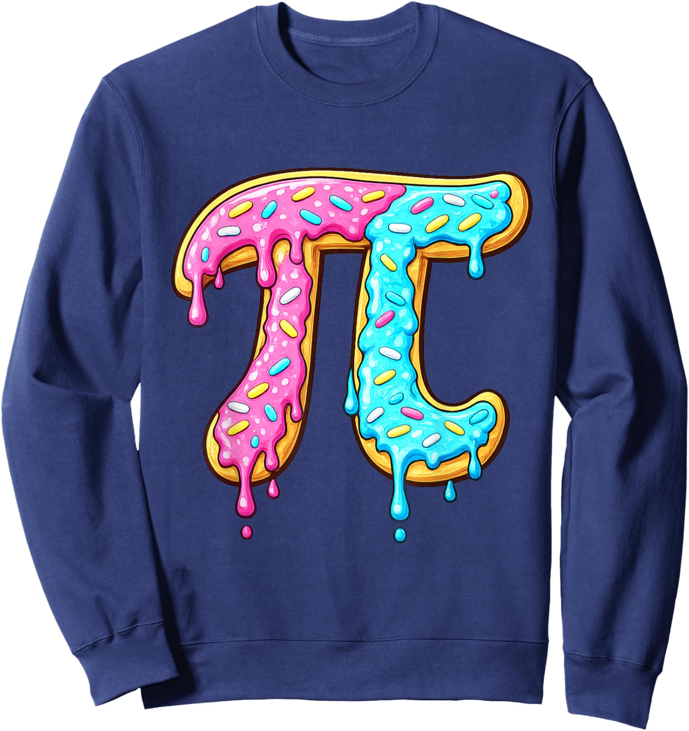 Pi Day Kids Dripping Ice Cream Pi - Funny Math Food 3.14 Sweatshirt - Sweatshirt | Navy