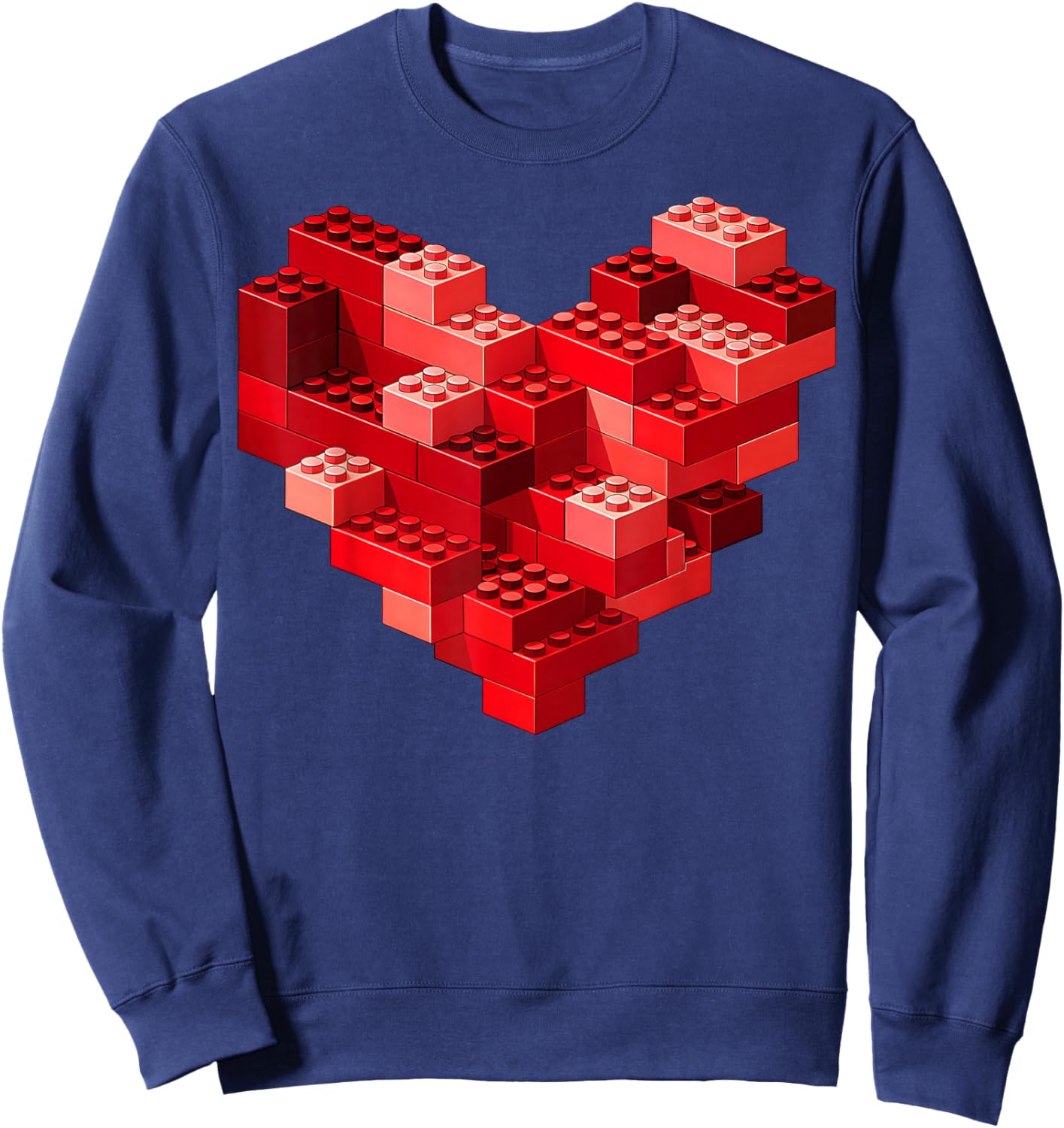 Valentines Day Heart Building Blocks Bricks Boys Kid Toddler Sweatshirt - Sweatshirt | Navy