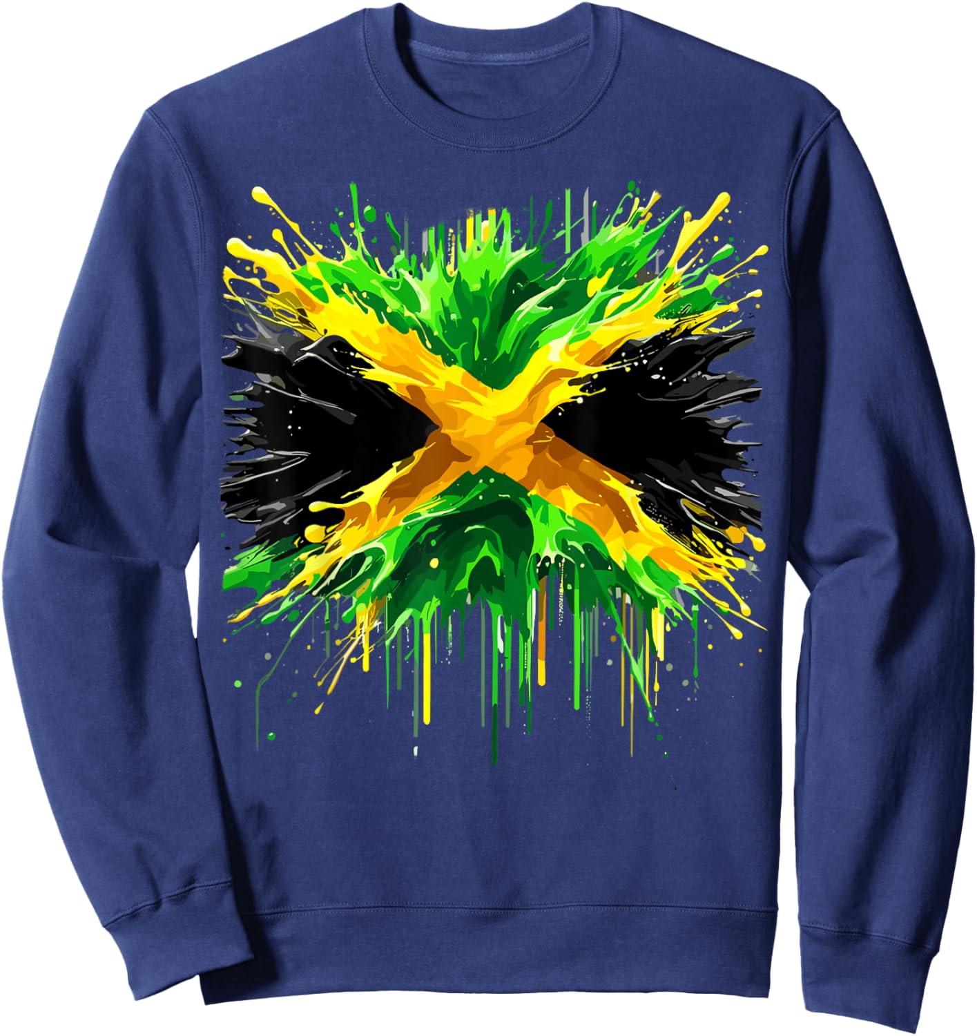 Jamaican Flag Splash Jamaica Sweatshirt - Sweatshirt | Navy