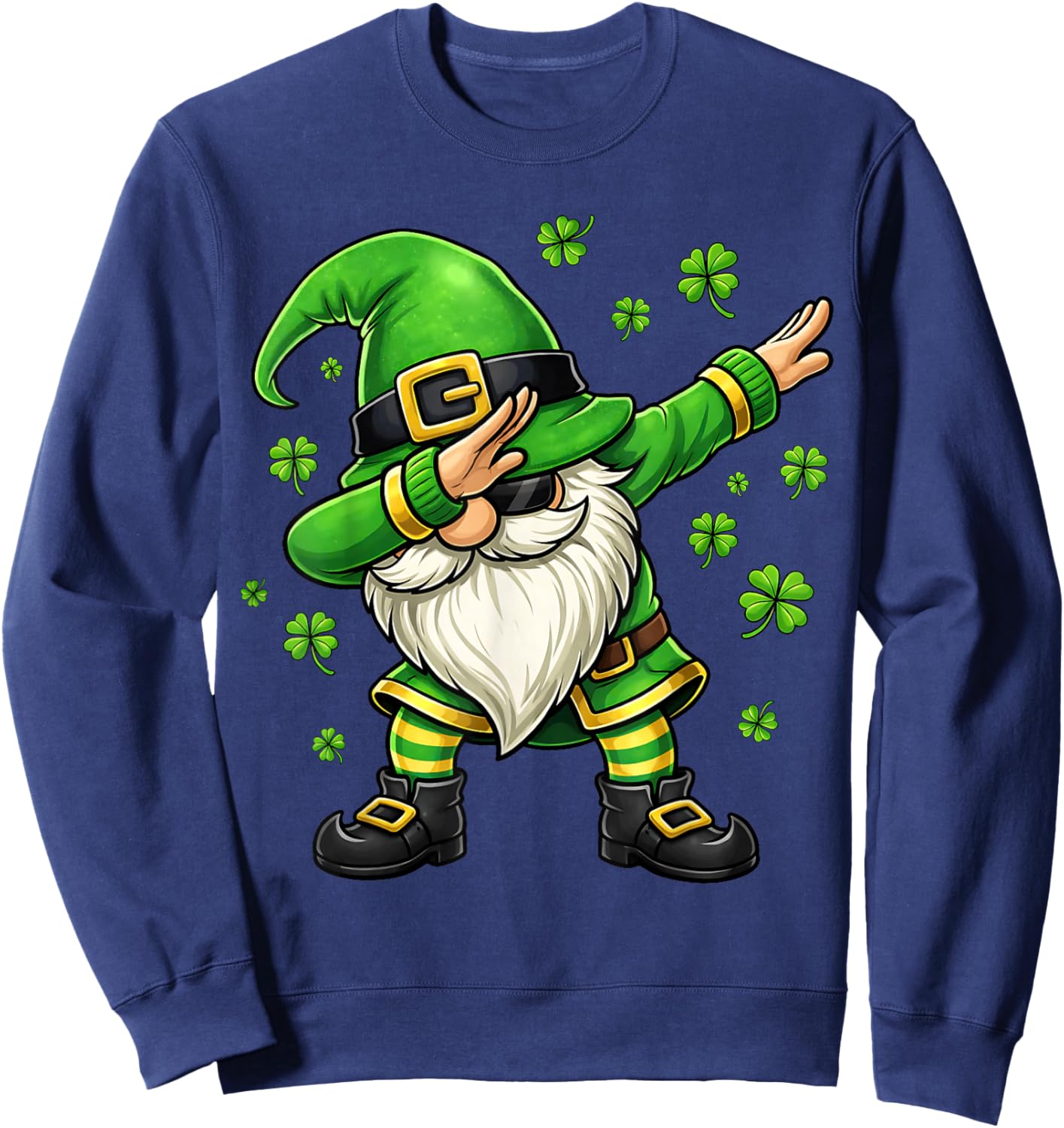 Dabbing Gnome Shamrock St Patricks Day Gnome Men Women Kids Sweatshirt - Sweatshirt | Navy