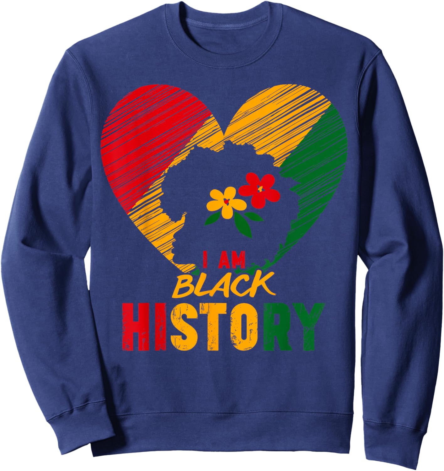 Black History Month African Pride Heart Love Melanin Women Sweatshirt - Sweatshirt | Navy