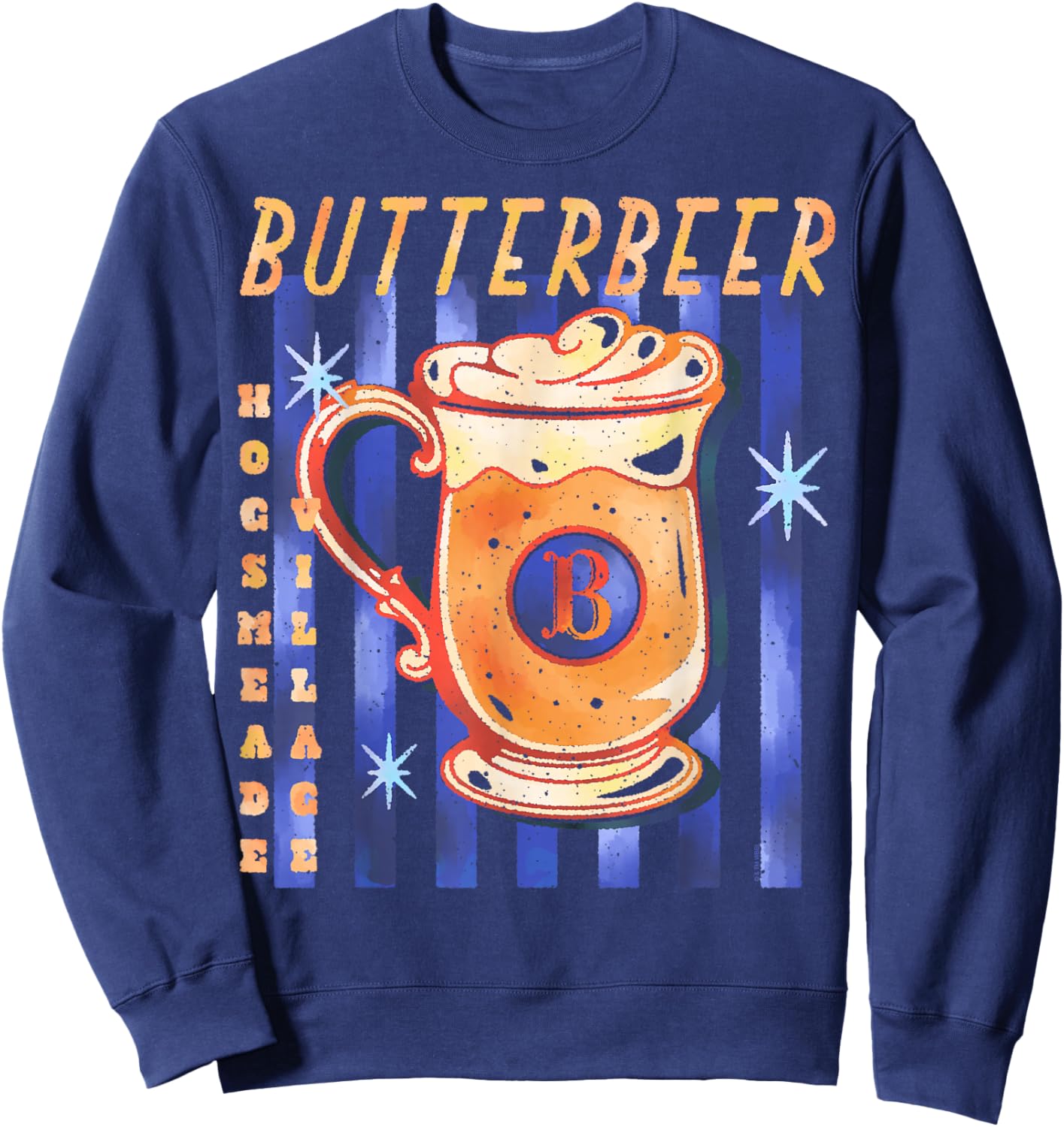 Harry Potter Butterbeer Hogsmeade Village Watercolor Art Sweatshirt - Sweatshirt | Navy