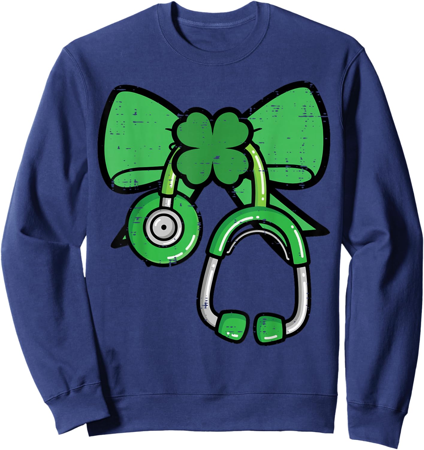 St Patricks Day Nurse Stethoscope Saint Pattys Scrub Women Sweatshirt - Sweatshirt | Navy