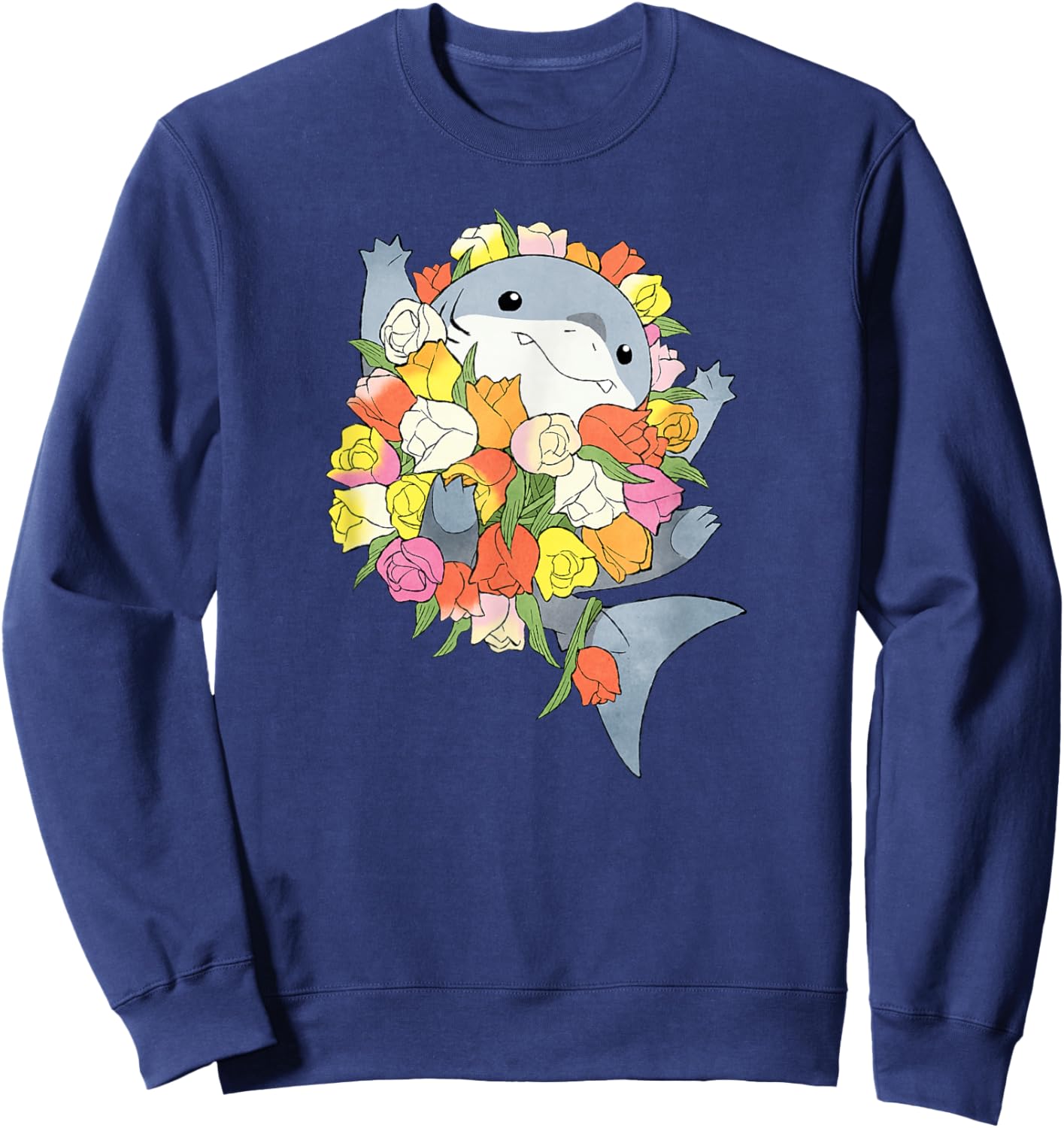 Marvel Jeff The Land Shark Valentine's Day Flower Bouquet Sweatshirt - Sweatshirt | Navy