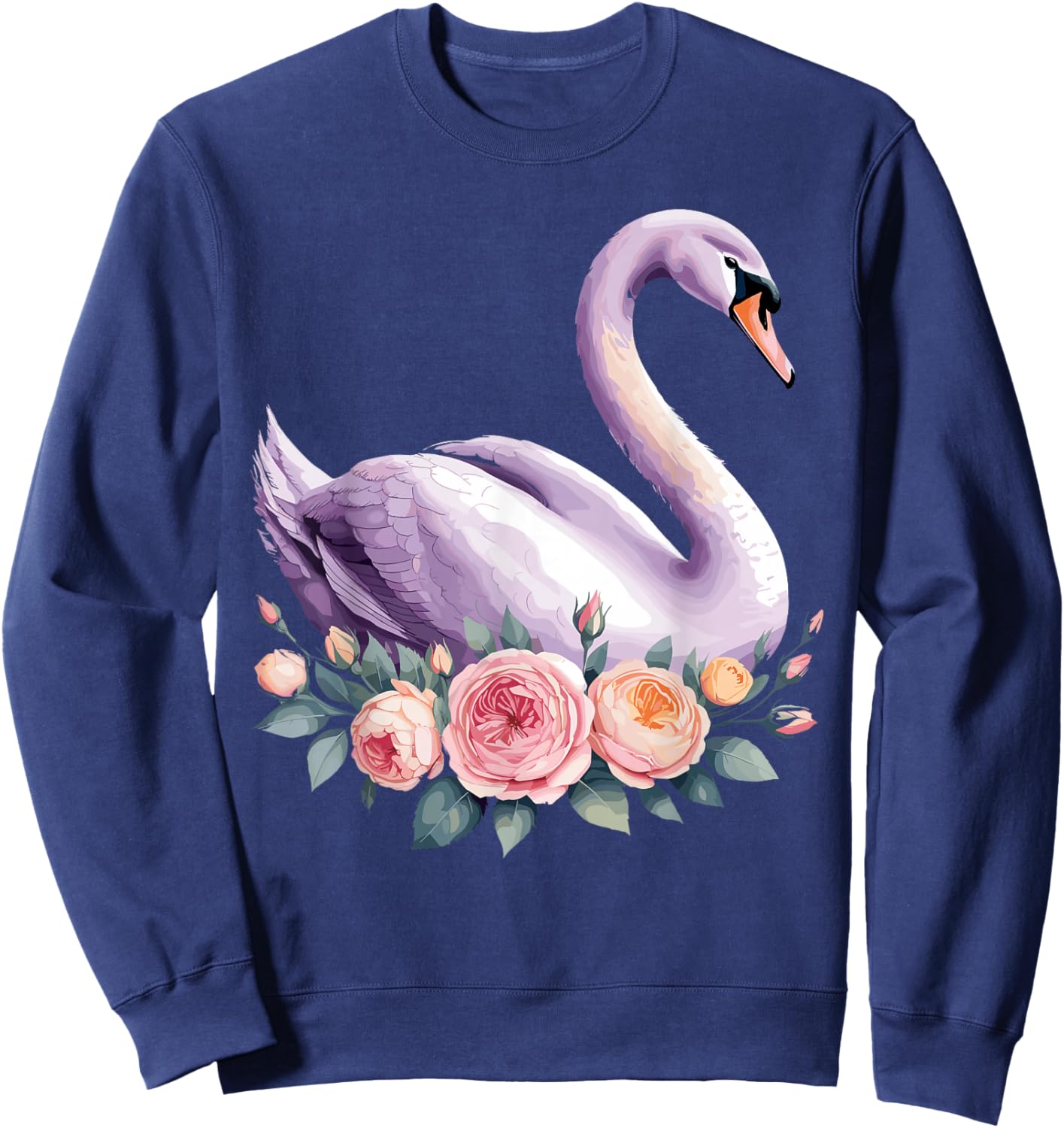 Cute Swan Art Girls Animal Waterfowl Swan Lover Sweatshirt - Sweatshirt | Navy