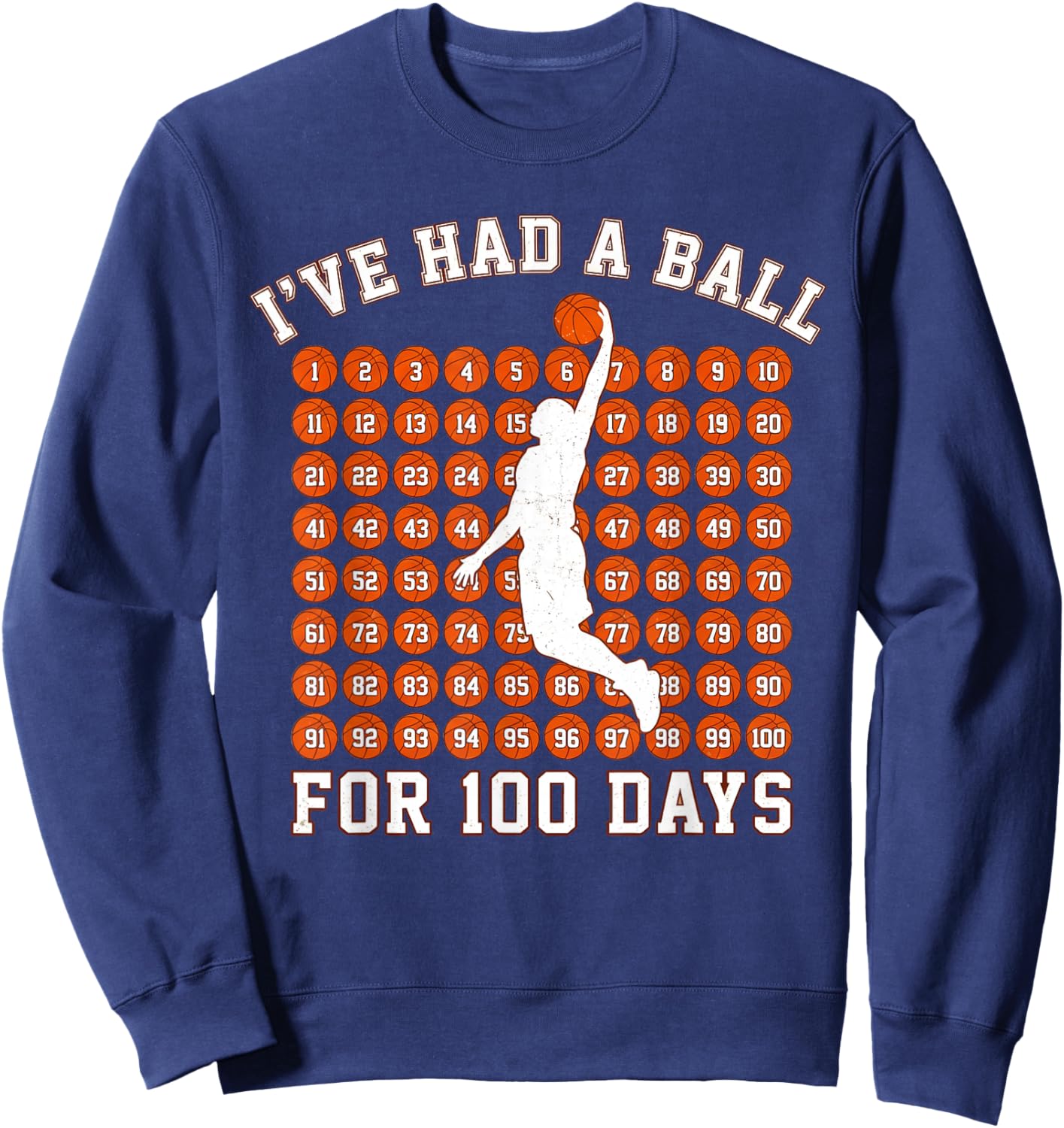 Basketball 100th Day of School Basketball 100th Day Balls Sweatshirt - Sweatshirt | Navy