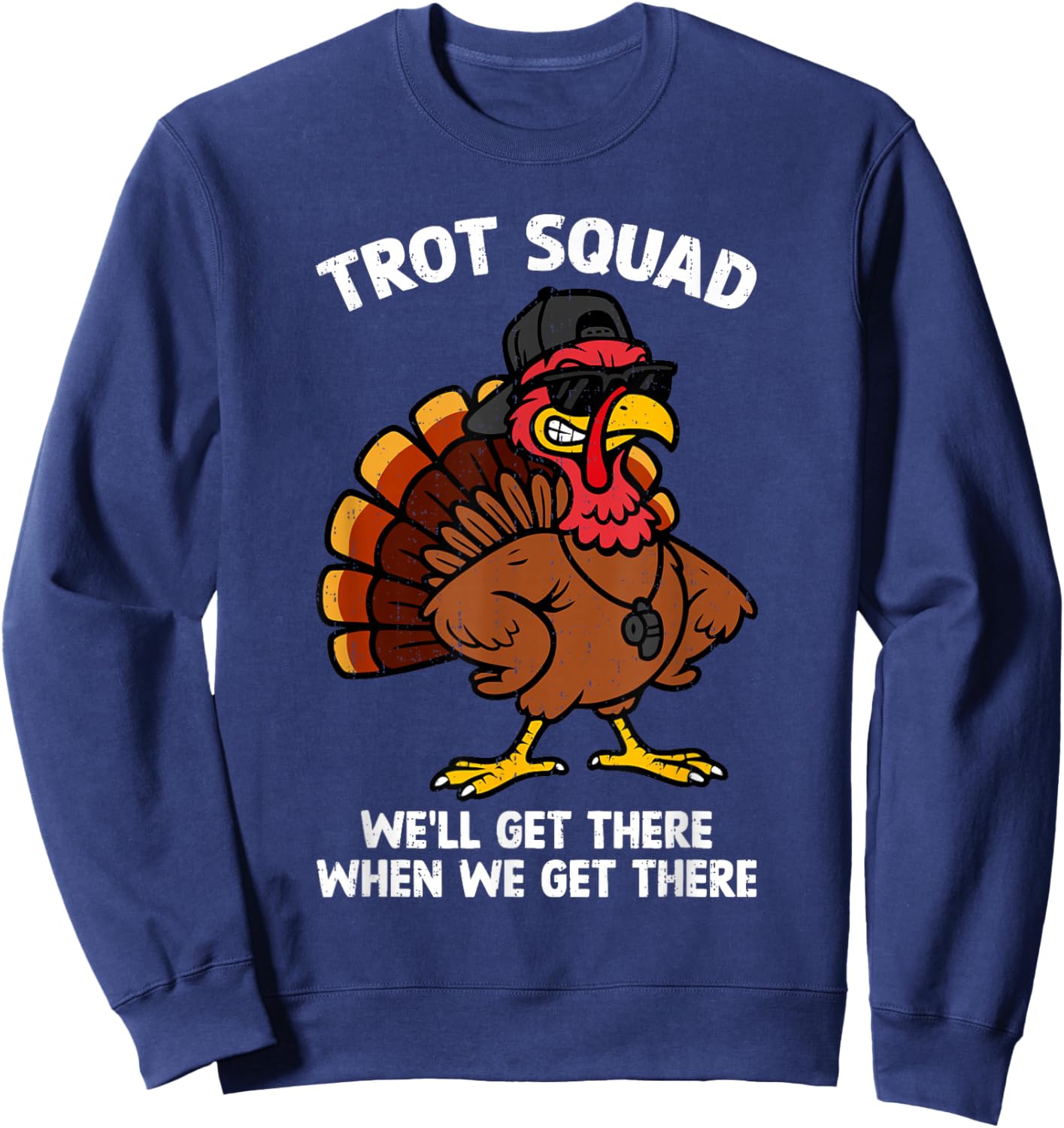 Trot Squad Funny Turkey Trot Thanksgiving Running Boys Girls Sweatshirt - Sweatshirt | Navy