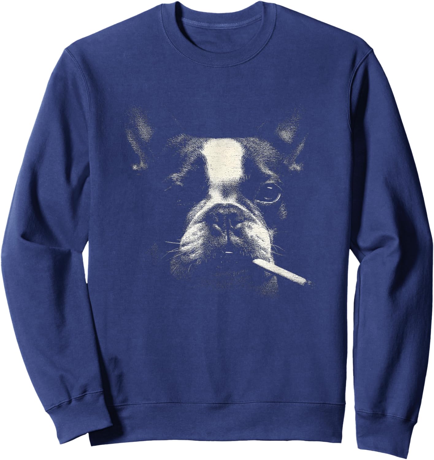 Funny Boston Terrier Dog Smoking with Cigarette Sweatshirt - Sweatshirt | Navy