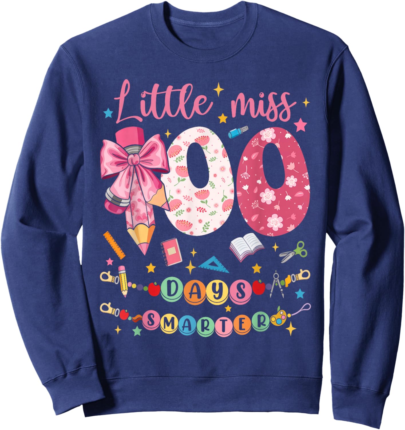 Kids Girls 100th Day of School Sweatshirt - Sweatshirt | Navy