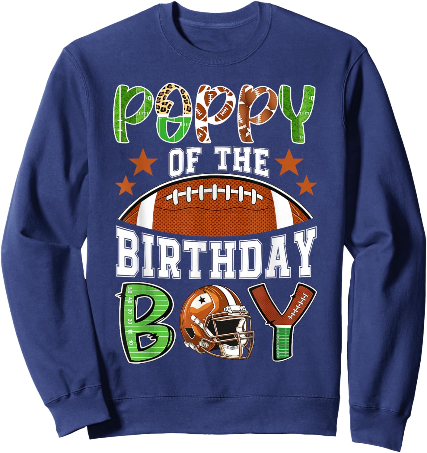 Poppy of The Birthday Boy Football Party Family Matching Sweatshirt - Sweatshirt | Navy