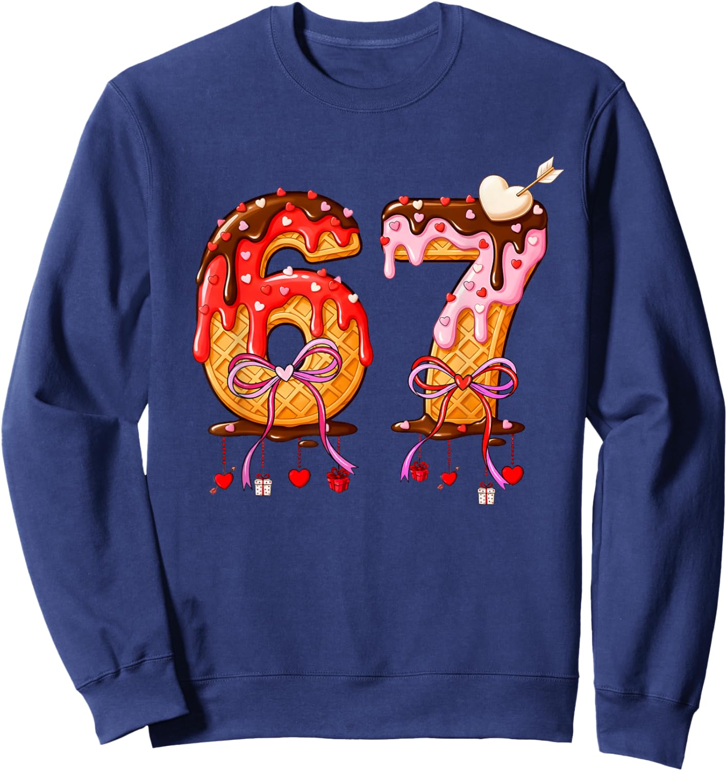 Valentine 6 7 Ice Cream Drip Meme Funny Six Seven Boy Girl Sweatshirt - Sweatshirt | Navy