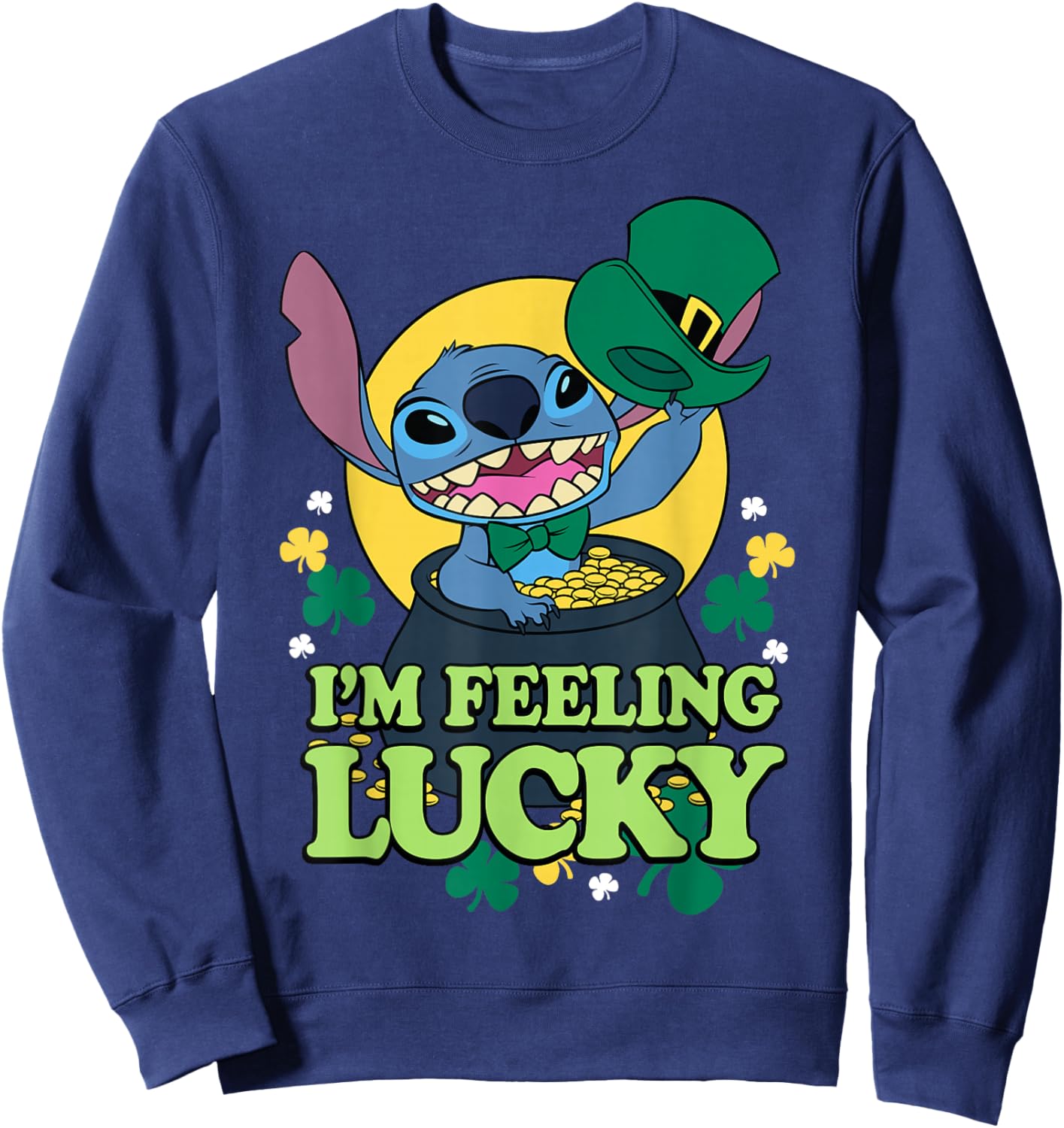 Disney Lilo & Stitch St. Patrick's Day I'm Feeling Lucky Sweatshirt - Sweatshirt | Navy