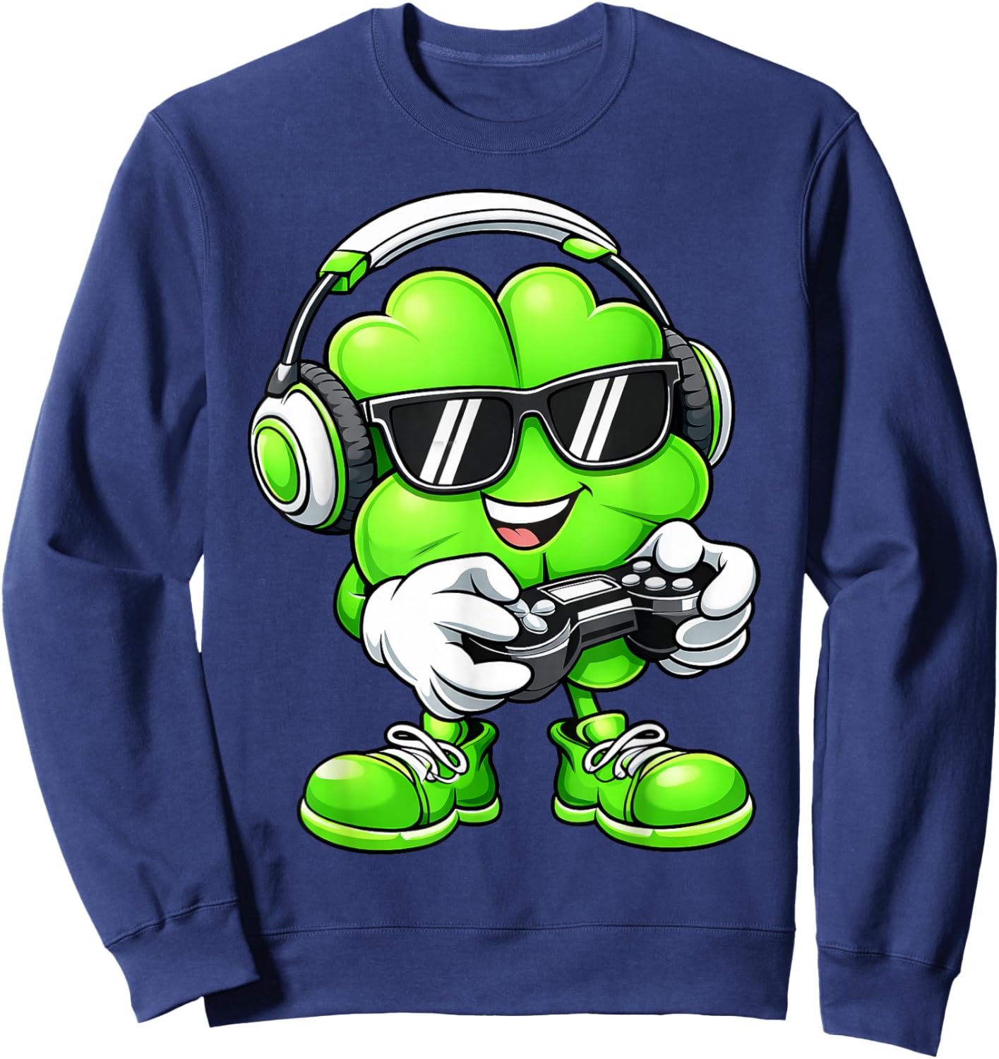 Funny Shamrock Gaming Game Irish St Patrick Day Men Boy Sweatshirt - Sweatshirt | Navy