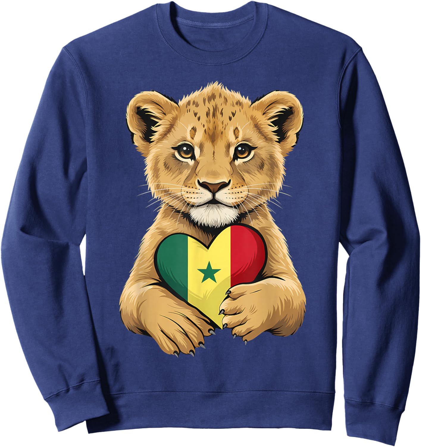 Senegal Roots Lion Heart Senegalese Flag Sweatshirt - Sweatshirt | Navy
