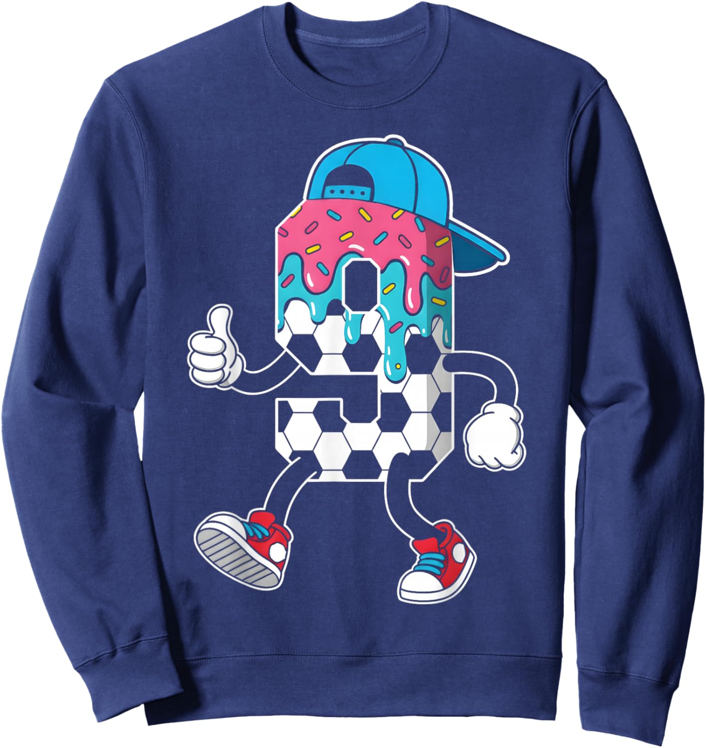 Soccer 9 Year Old Ice Cream Drip Youth 9th Birthday Boy 9 Sweatshirt - Sweatshirt | Navy