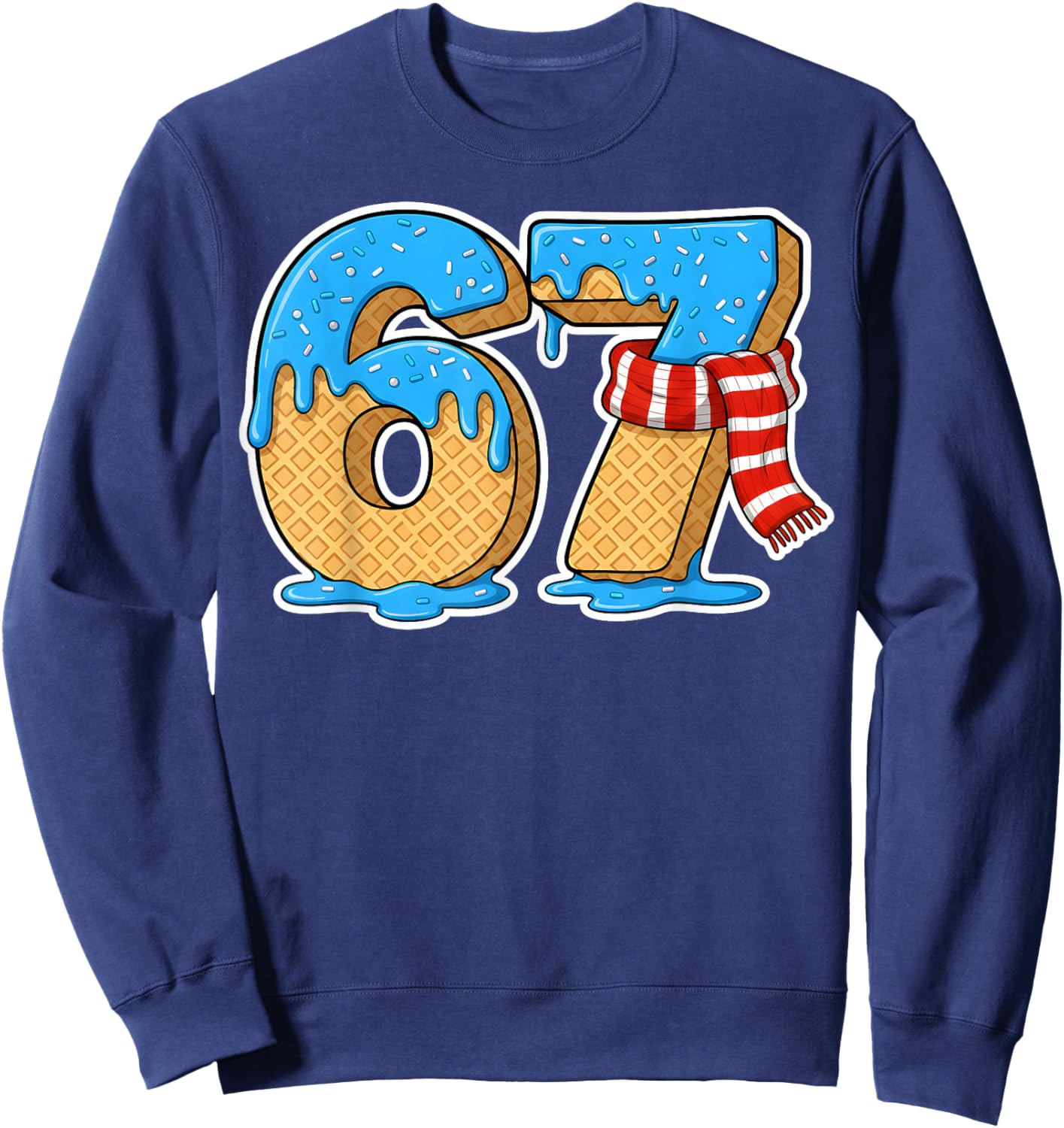 67 Ice Cream Drip Six Seven Baseball Drip 67 Funny Boys Meme Sweatshirt - Sweatshirt | Navy