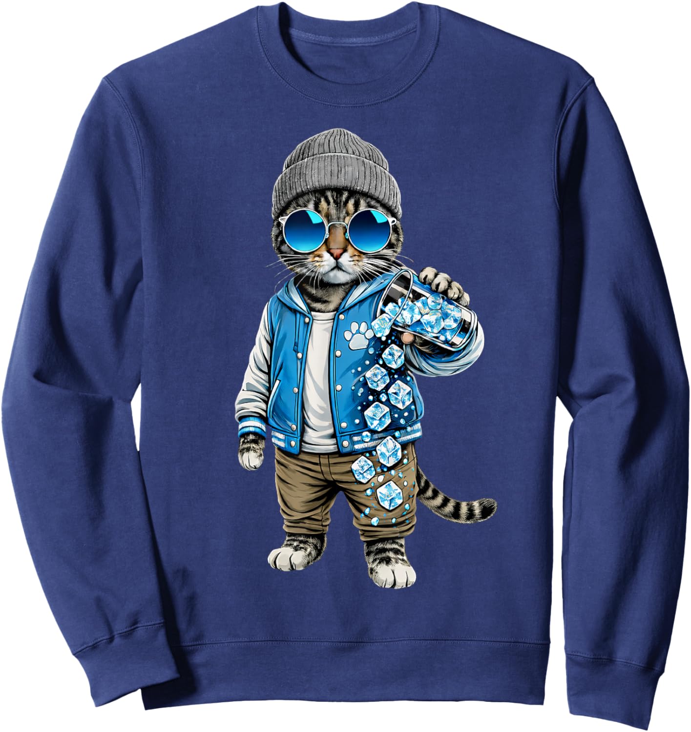 No Ice Please Cat Abolish ICE Immigration Justice Sweatshirt - Sweatshirt | Navy
