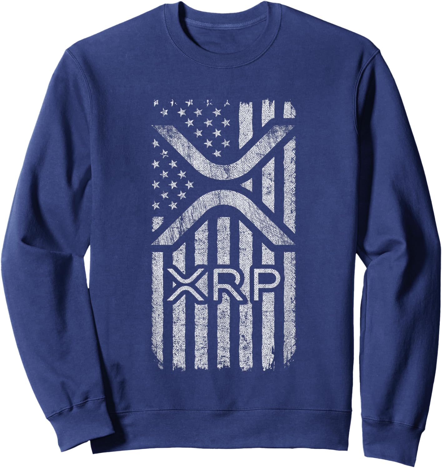 XRP - American Flag XRP Logo Graphic - XRP Crypto Sweatshirt - Sweatshirt | Navy