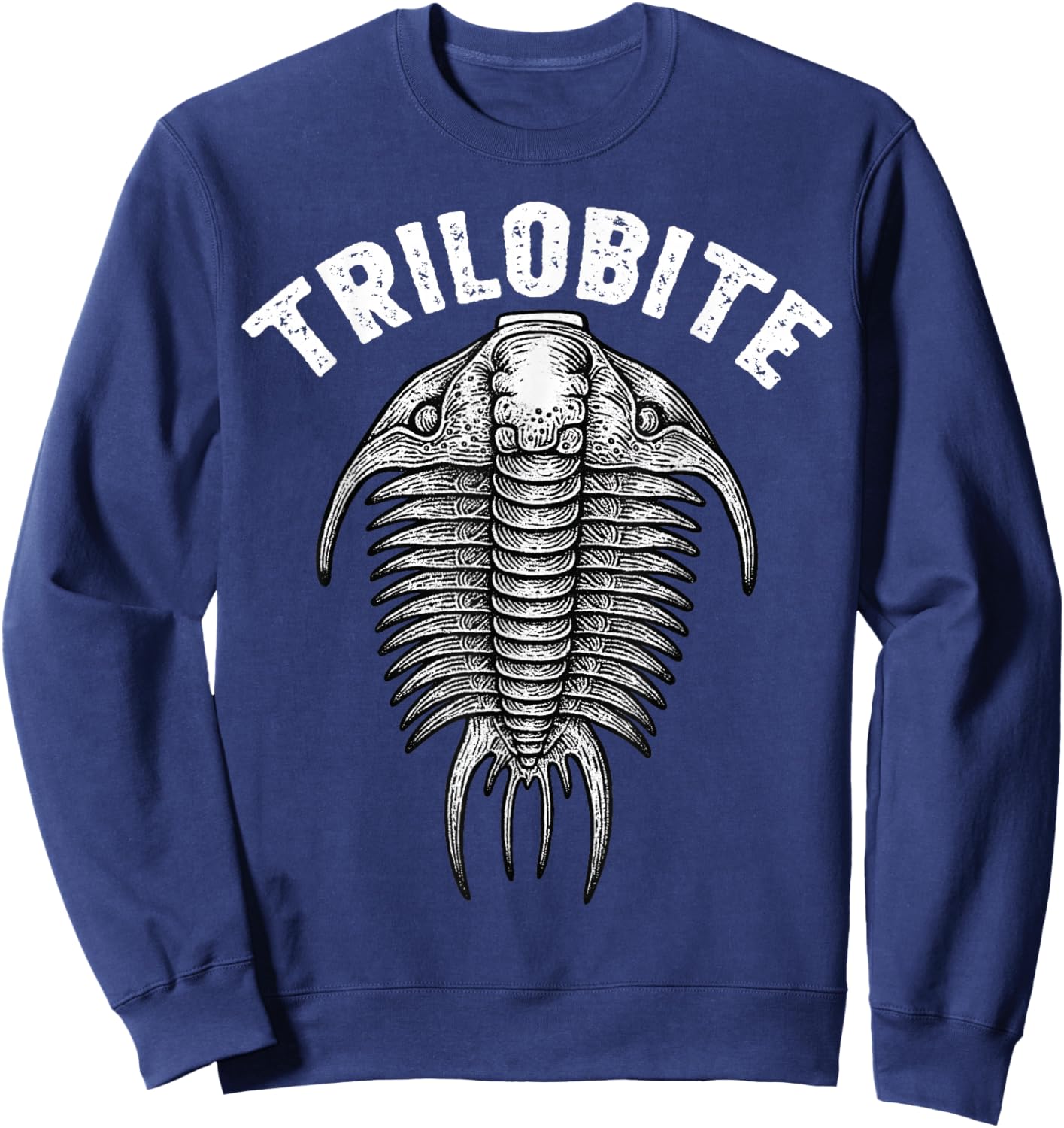 Trilobite Fossil Ancient Arthropod Dorsal View Paleontology Sweatshirt - Sweatshirt | Navy