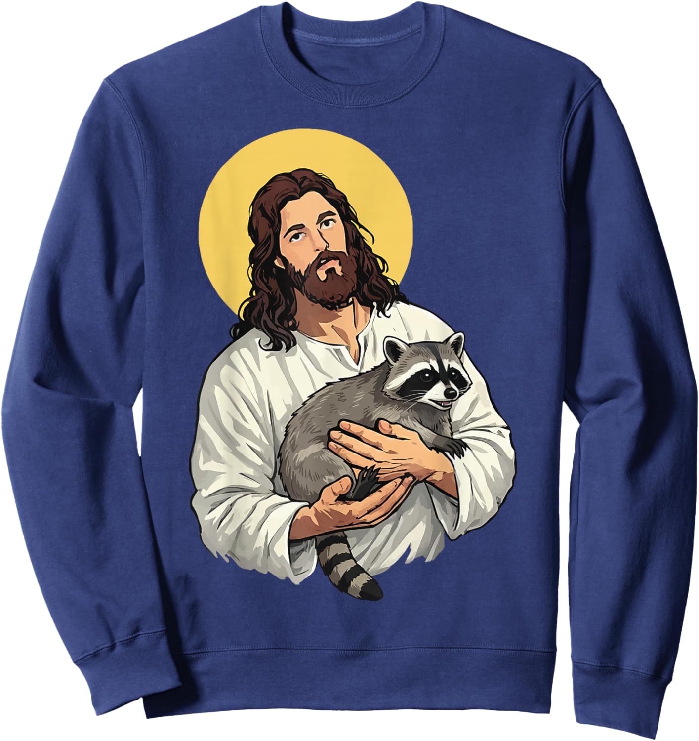 Jesus Holding Raccoon Sweatshirt - Sweatshirt | Navy