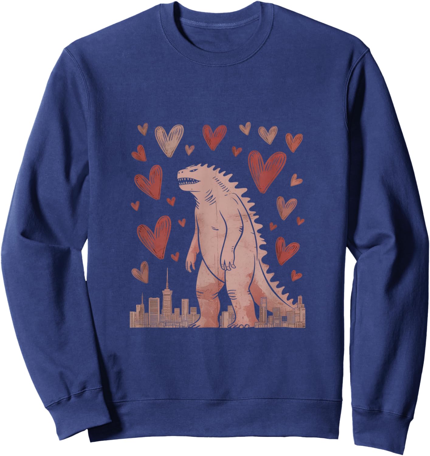 Valentines Day Japanese Monster Hearts Kaiju Lover Gifts Sweatshirt - Sweatshirt | Navy