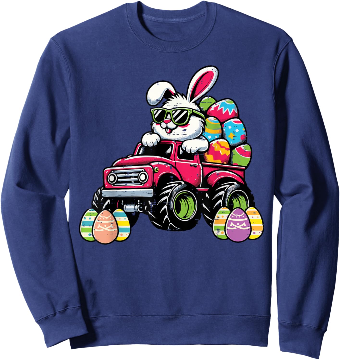 Easter Bunny Truck Eggs Rabbit Toddler Boys Kids Youth Sweatshirt - Sweatshirt | Navy